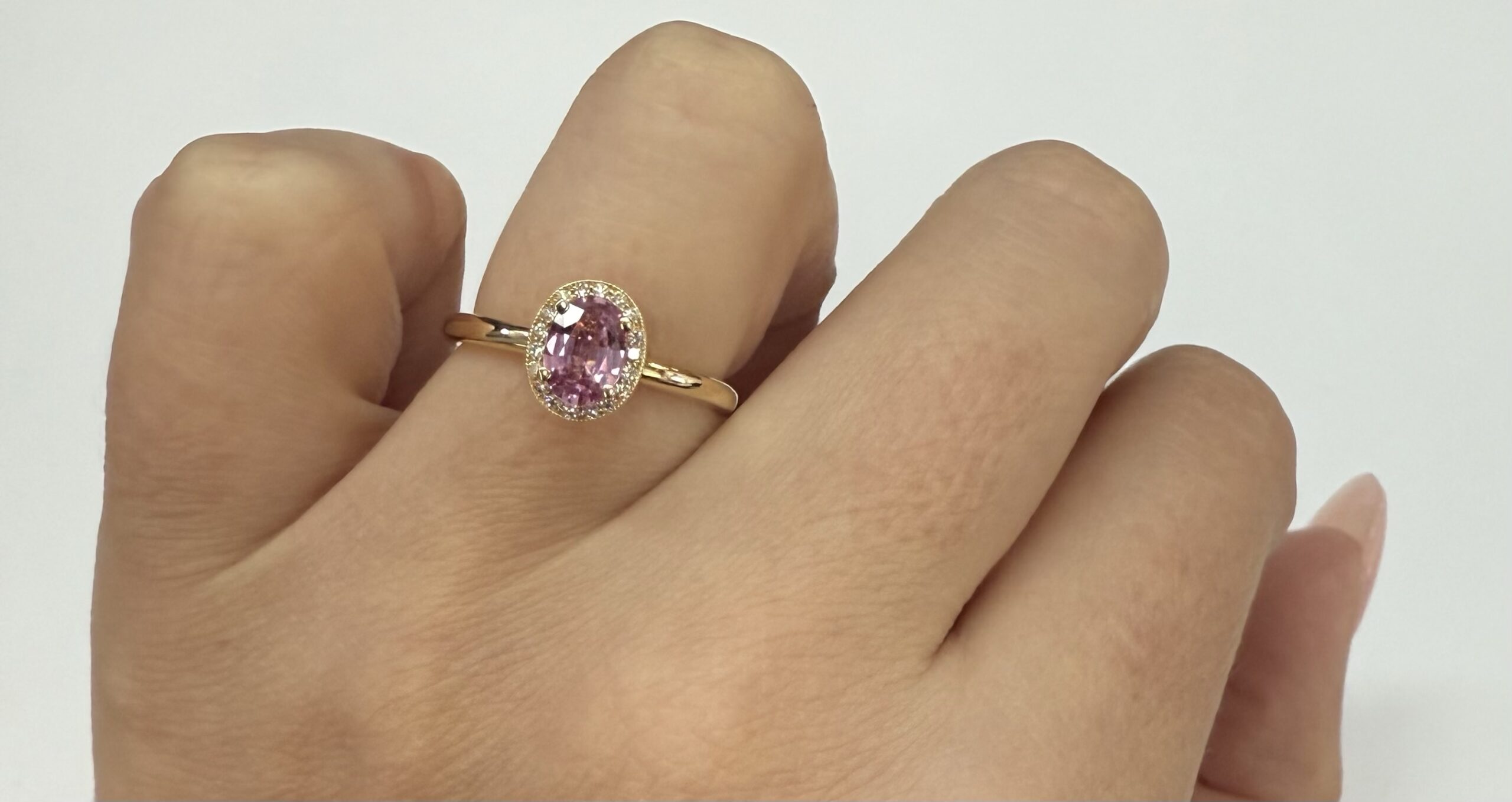 14k Yellow Gold Genuine .80 Cttw Pink Sapphire & Diamond Halo Ring - Image 44