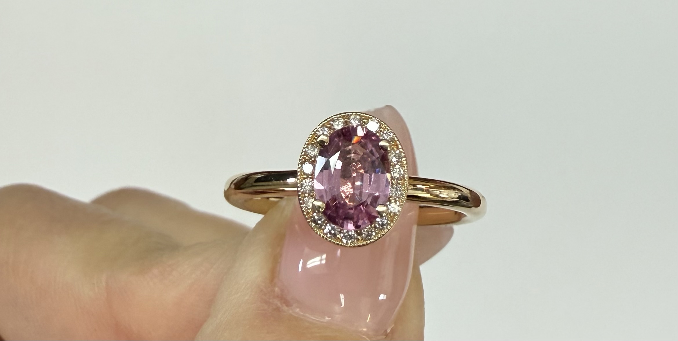 14k Yellow Gold Genuine .80 Cttw Pink Sapphire & Diamond Halo Ring - Image 46