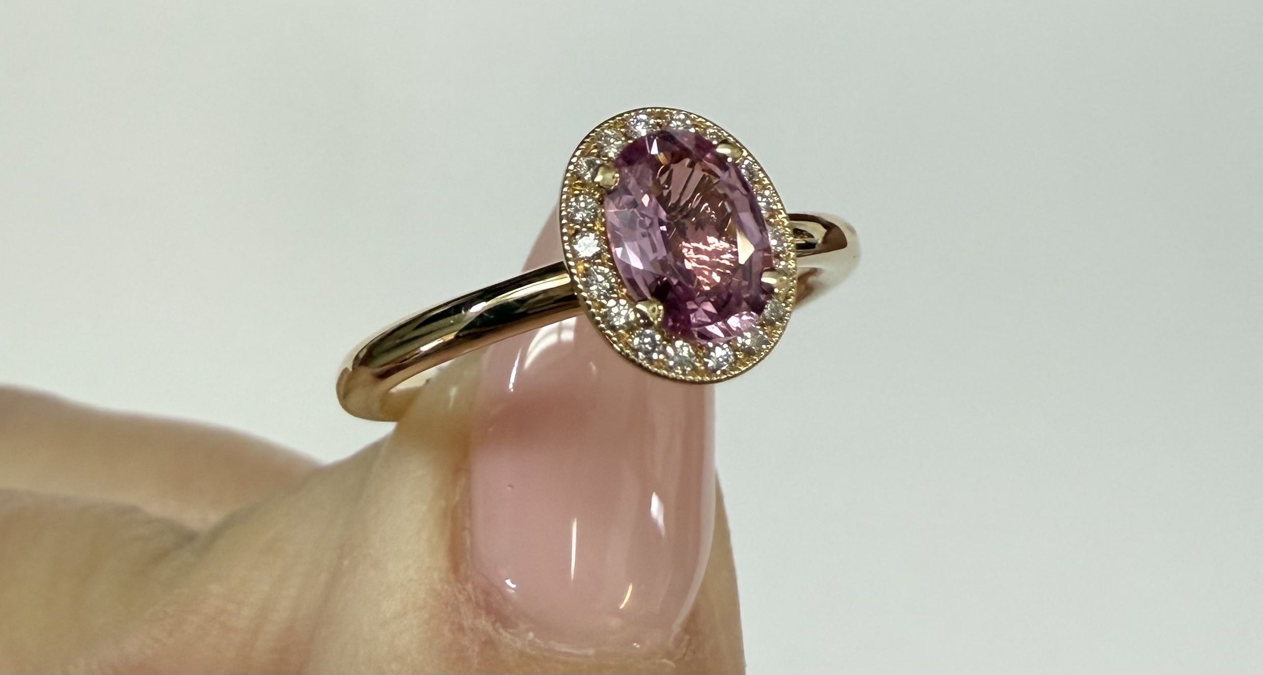 14k Yellow Gold Genuine .80 Cttw Pink Sapphire & Diamond Halo Ring - Image 48