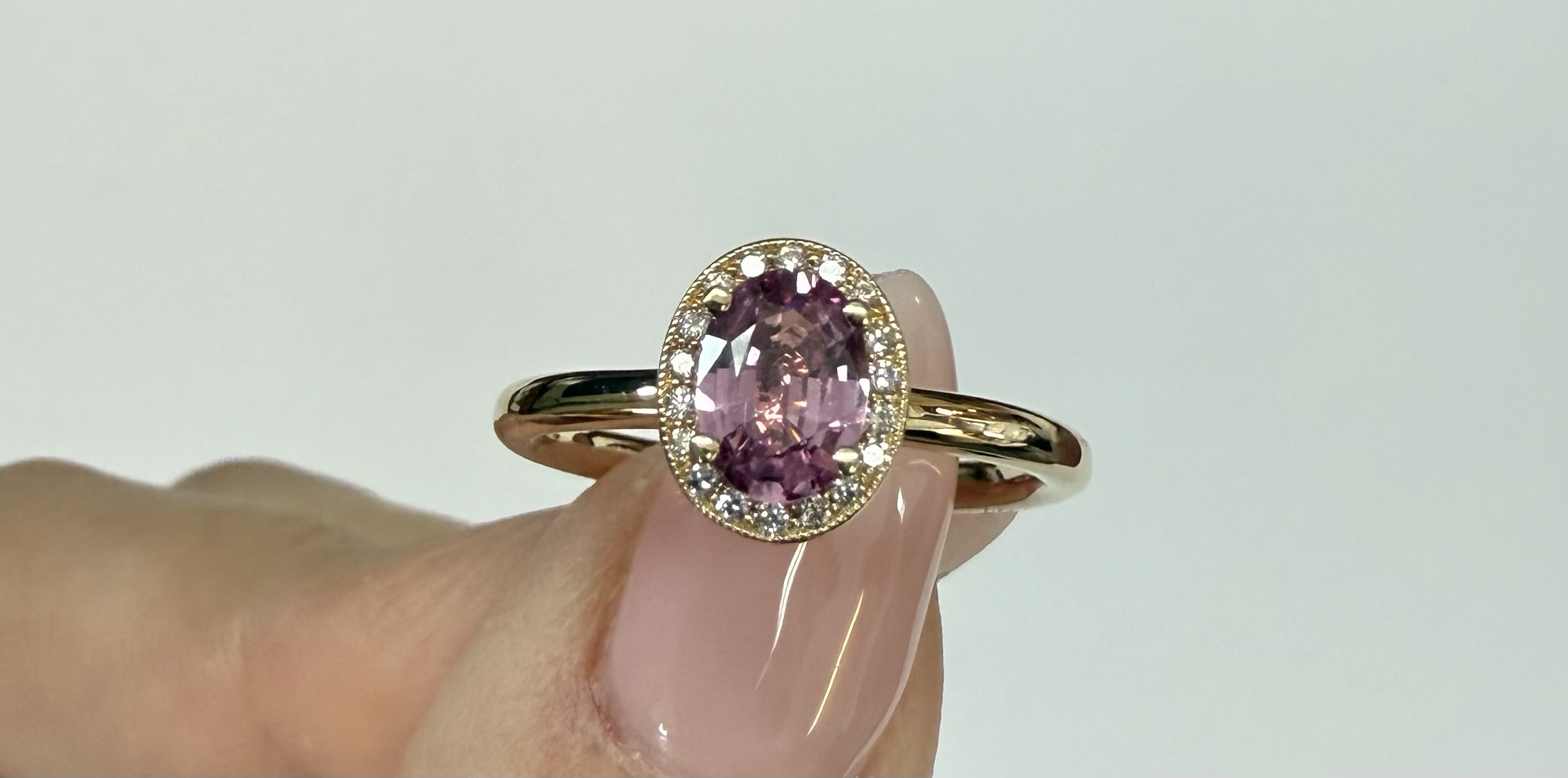 14k Yellow Gold Genuine .80 Cttw Pink Sapphire & Diamond Halo Ring - Image 50