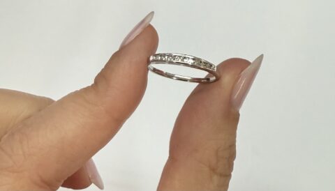 Antique 14k White Gold Genuine .08 Cttw Single Cut Diamond Channel Set Band