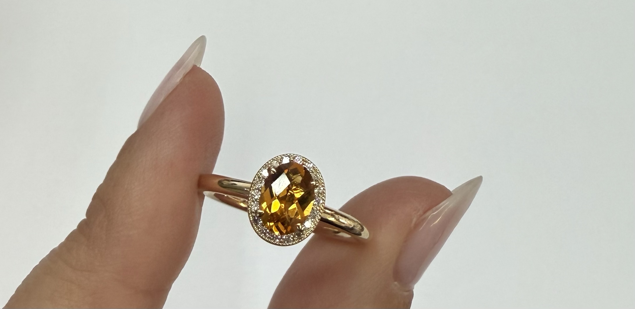 14k Yellow Gold Genuine .71 Cttw Citrine & Diamond Halo Ring - Image 4