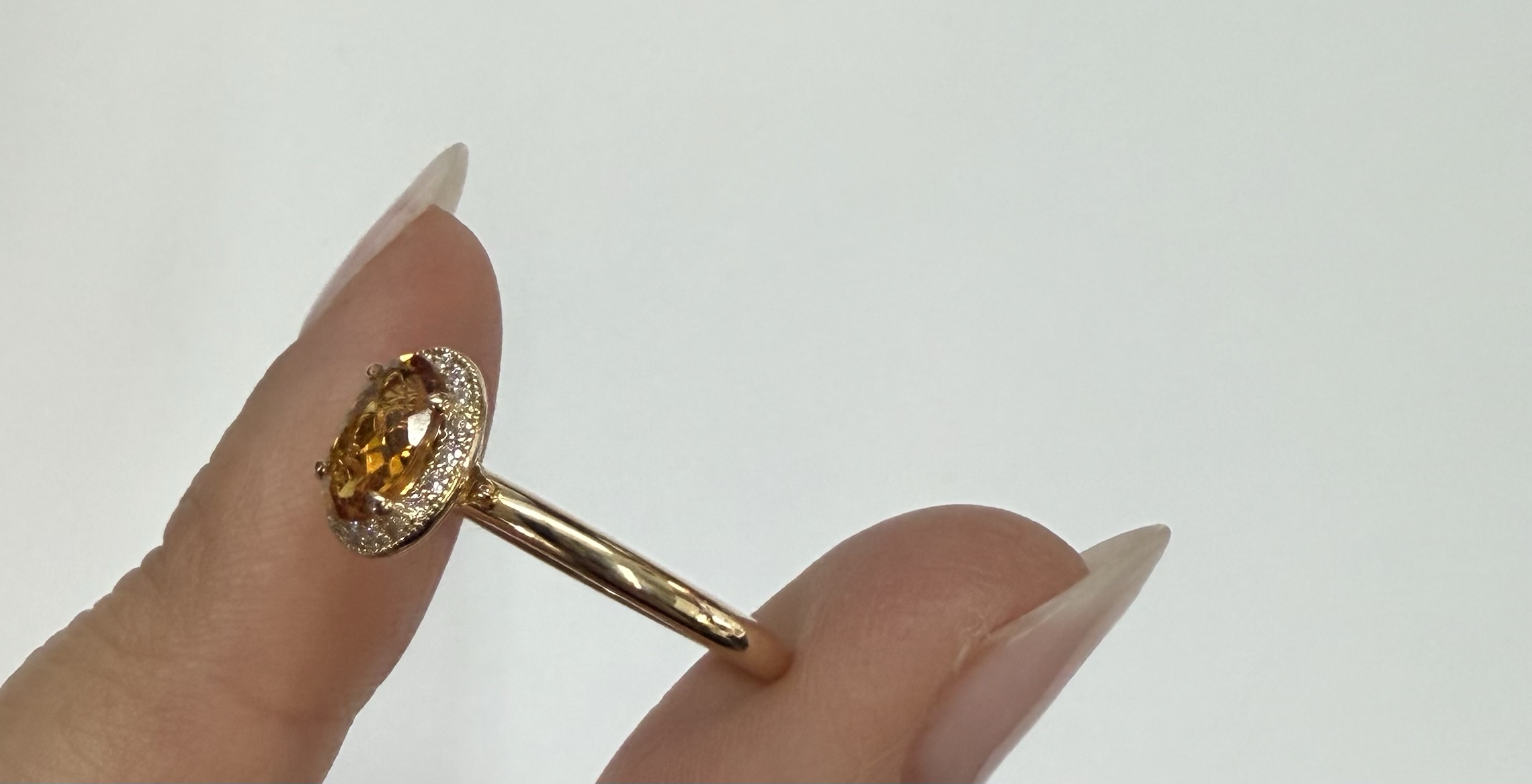 14k Yellow Gold Genuine .71 Cttw Citrine & Diamond Halo Ring - Image 6