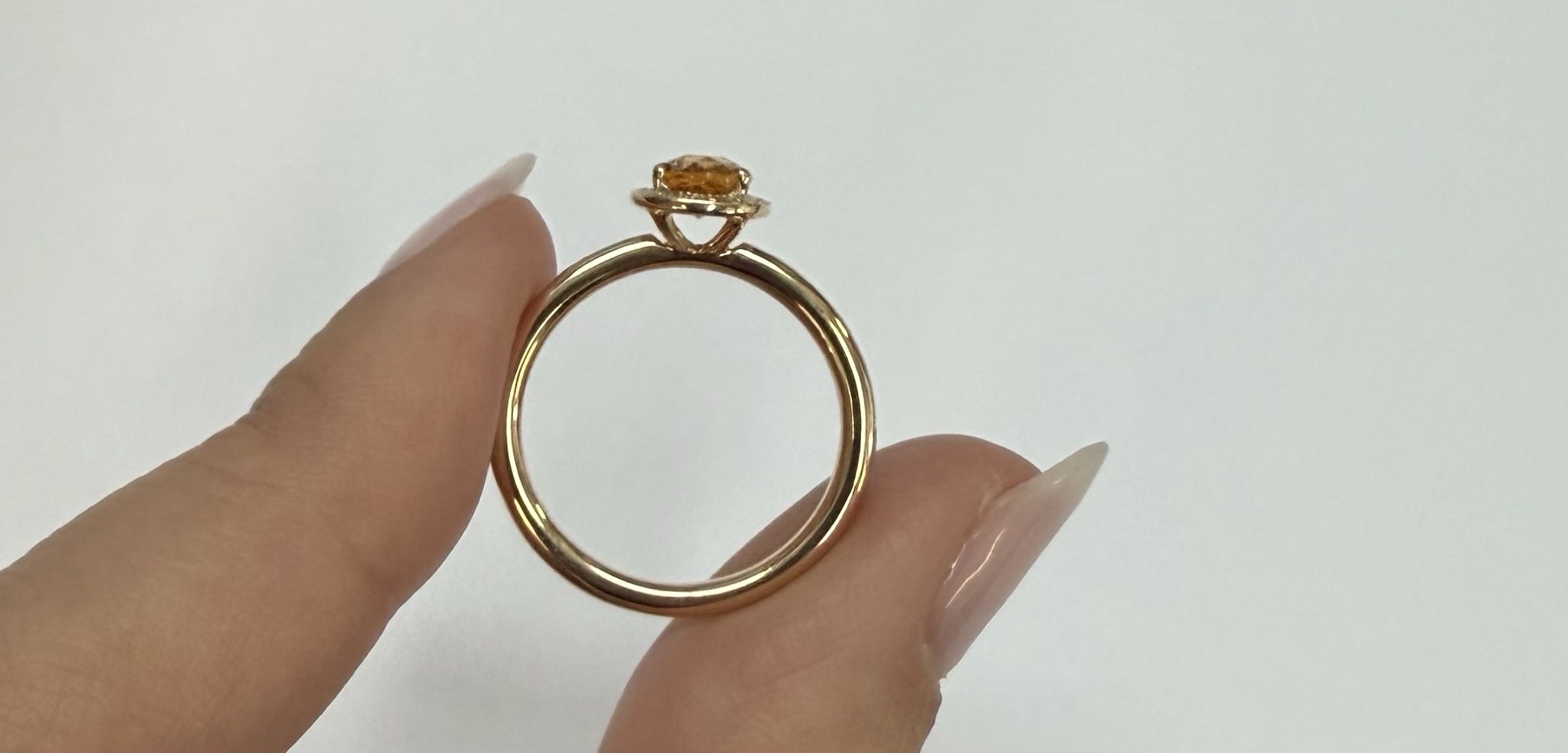 14k Yellow Gold Genuine .71 Cttw Citrine & Diamond Halo Ring - Image 11