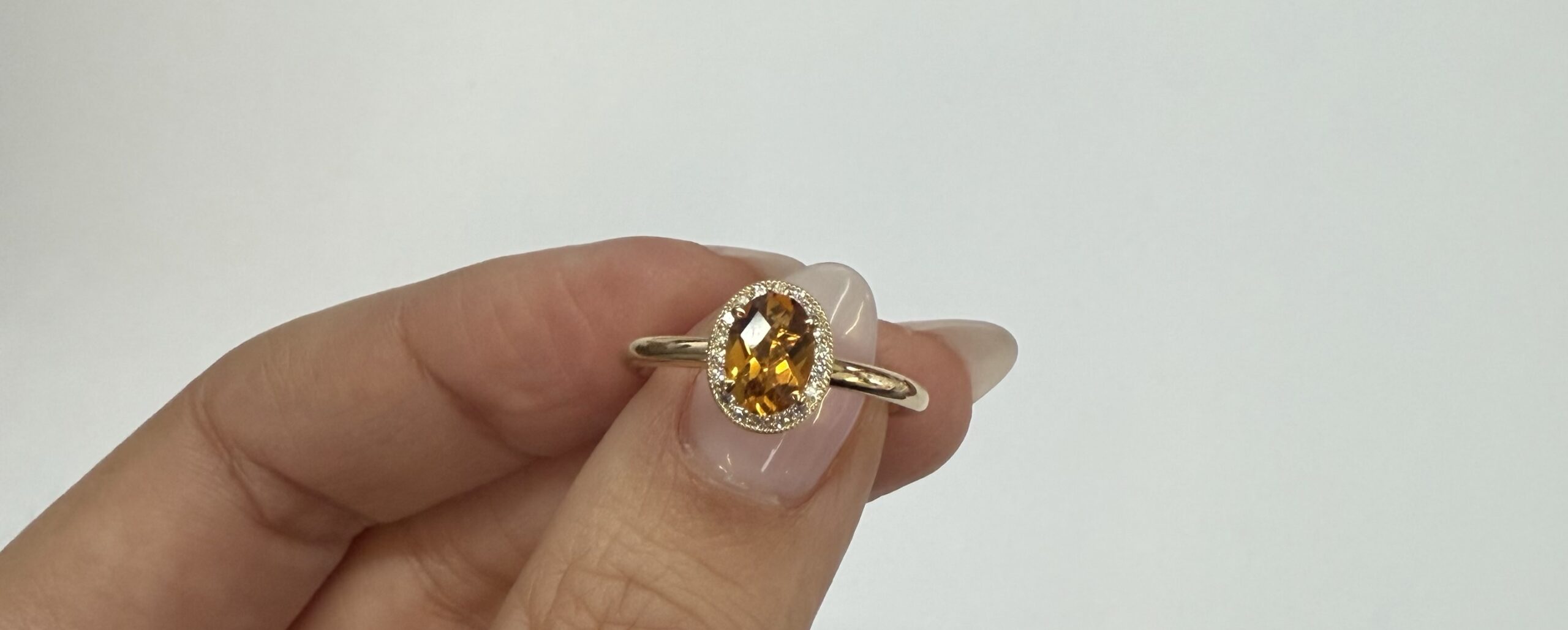 14k Yellow Gold Genuine .71 Cttw Citrine & Diamond Halo Ring - Image 12