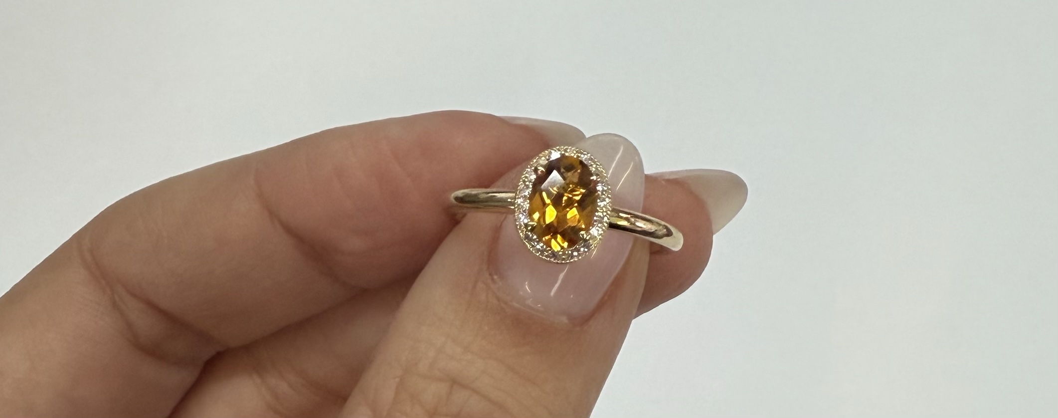 14k Yellow Gold Genuine .71 Cttw Citrine & Diamond Halo Ring - Image 13