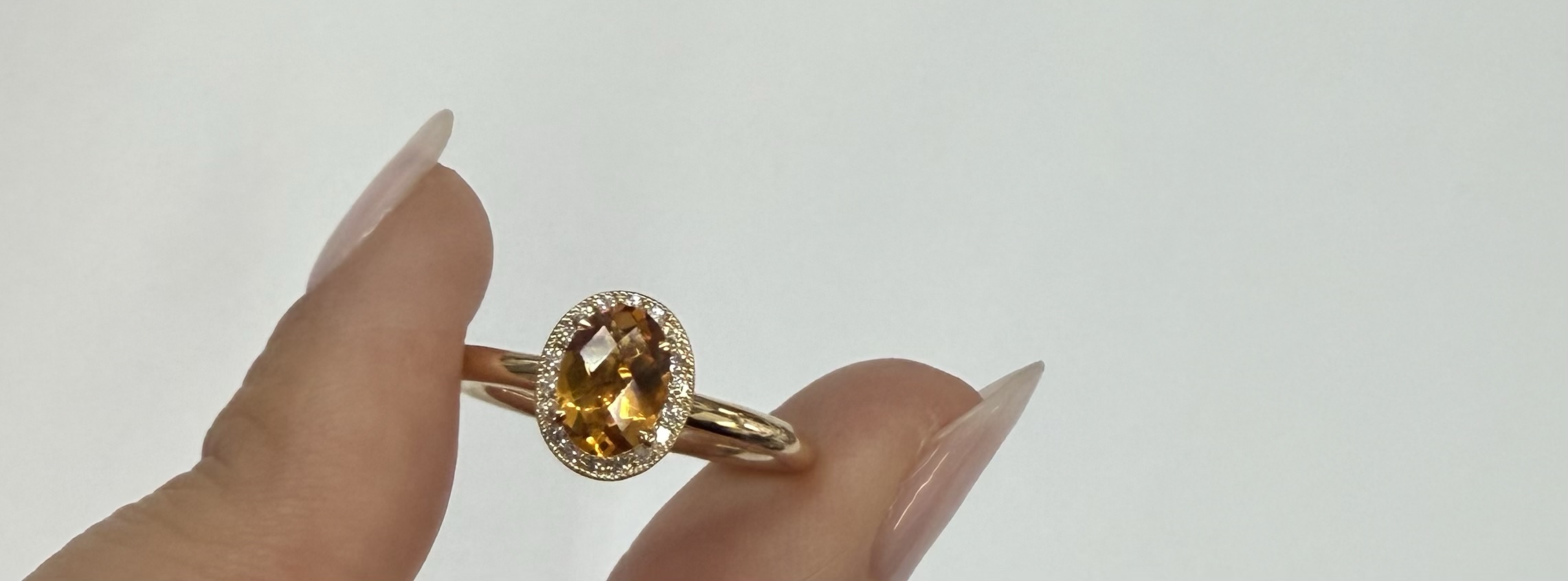 14k Yellow Gold Genuine .71 Cttw Citrine & Diamond Halo Ring - Image 14