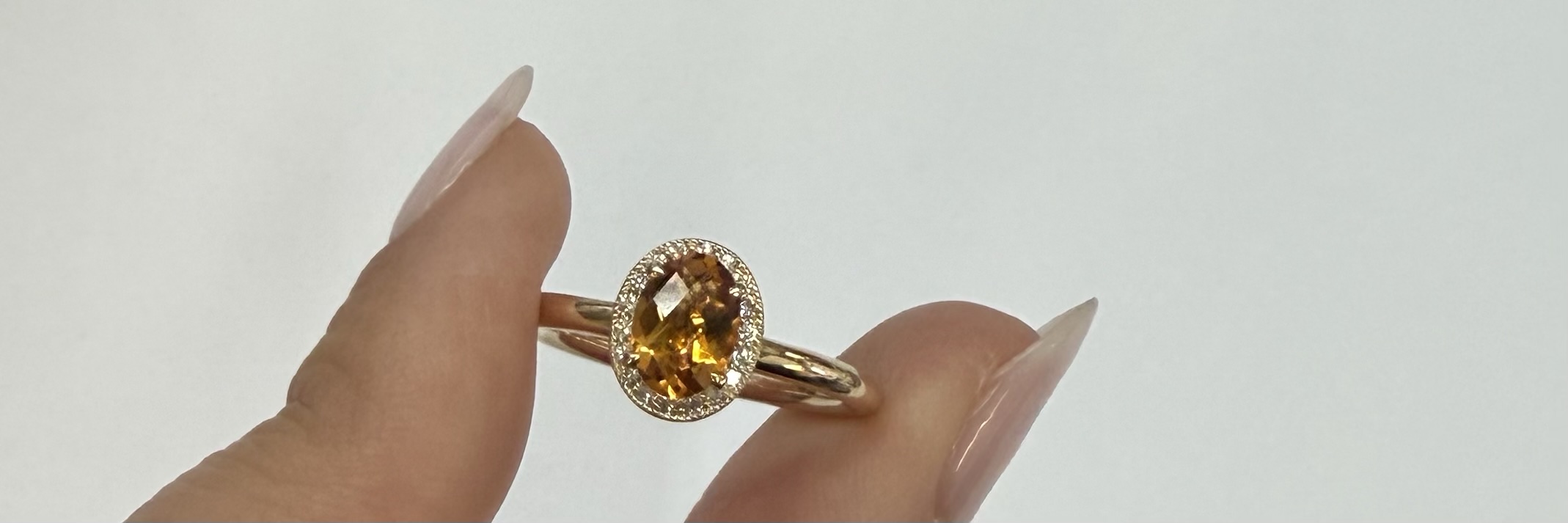 14k Yellow Gold Genuine .71 Cttw Citrine & Diamond Halo Ring - Image 15