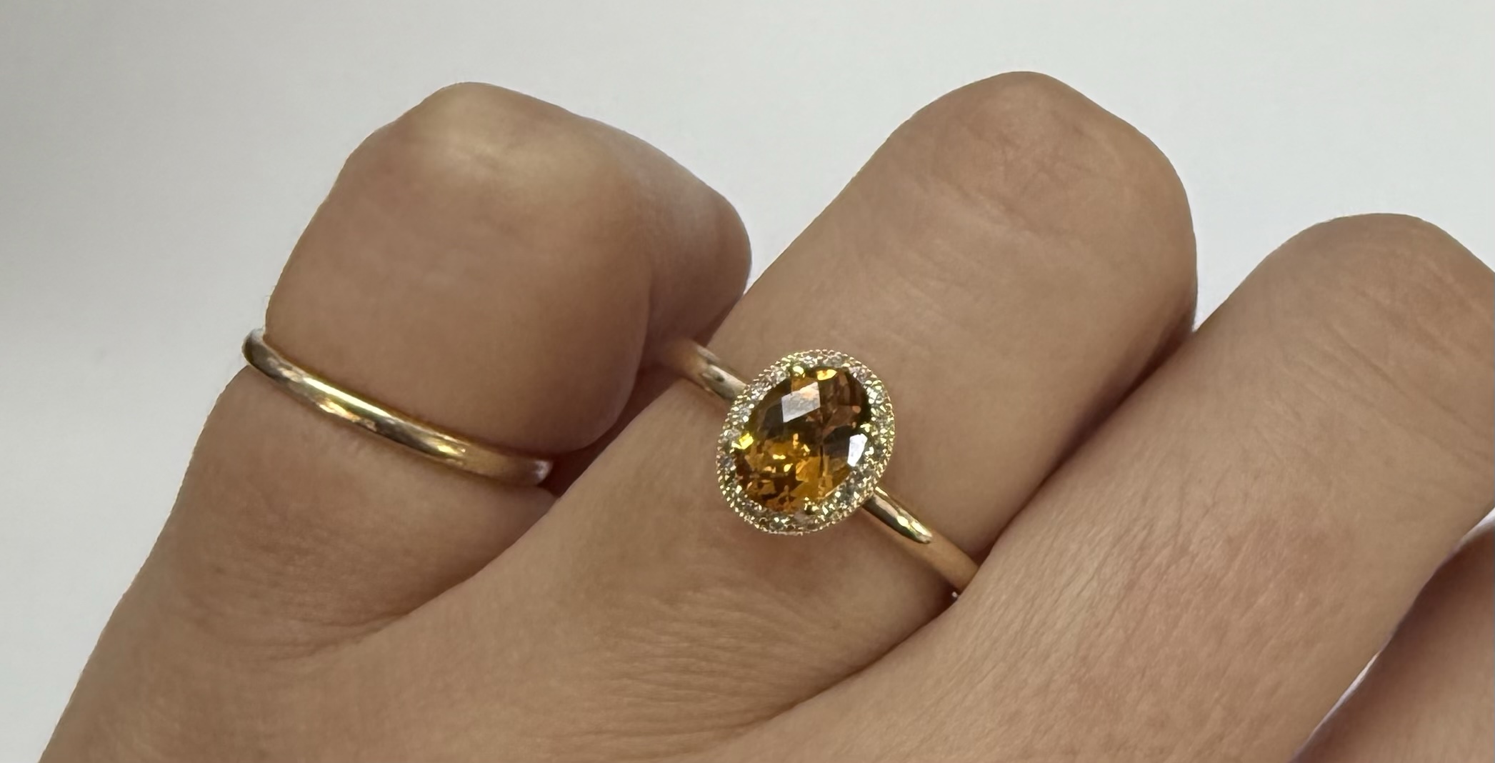 14k Yellow Gold Genuine .71 Cttw Citrine & Diamond Halo Ring - Image 16