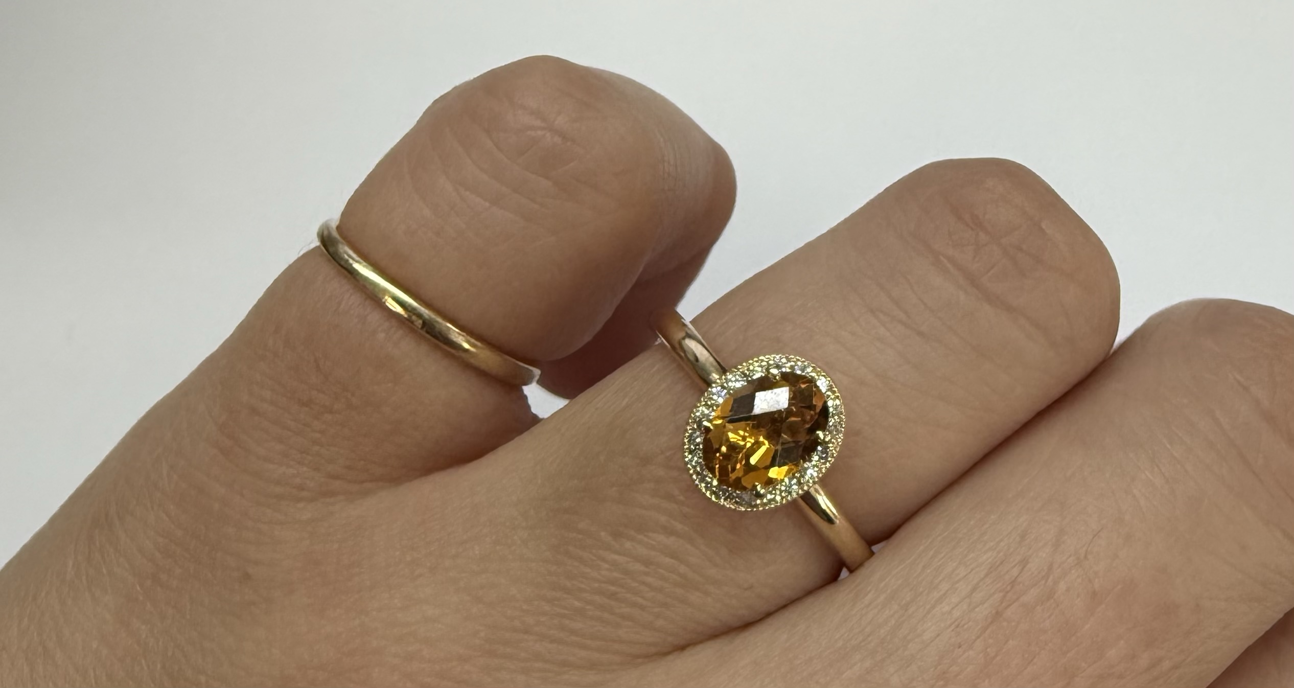 14k Yellow Gold Genuine .71 Cttw Citrine & Diamond Halo Ring - Image 18