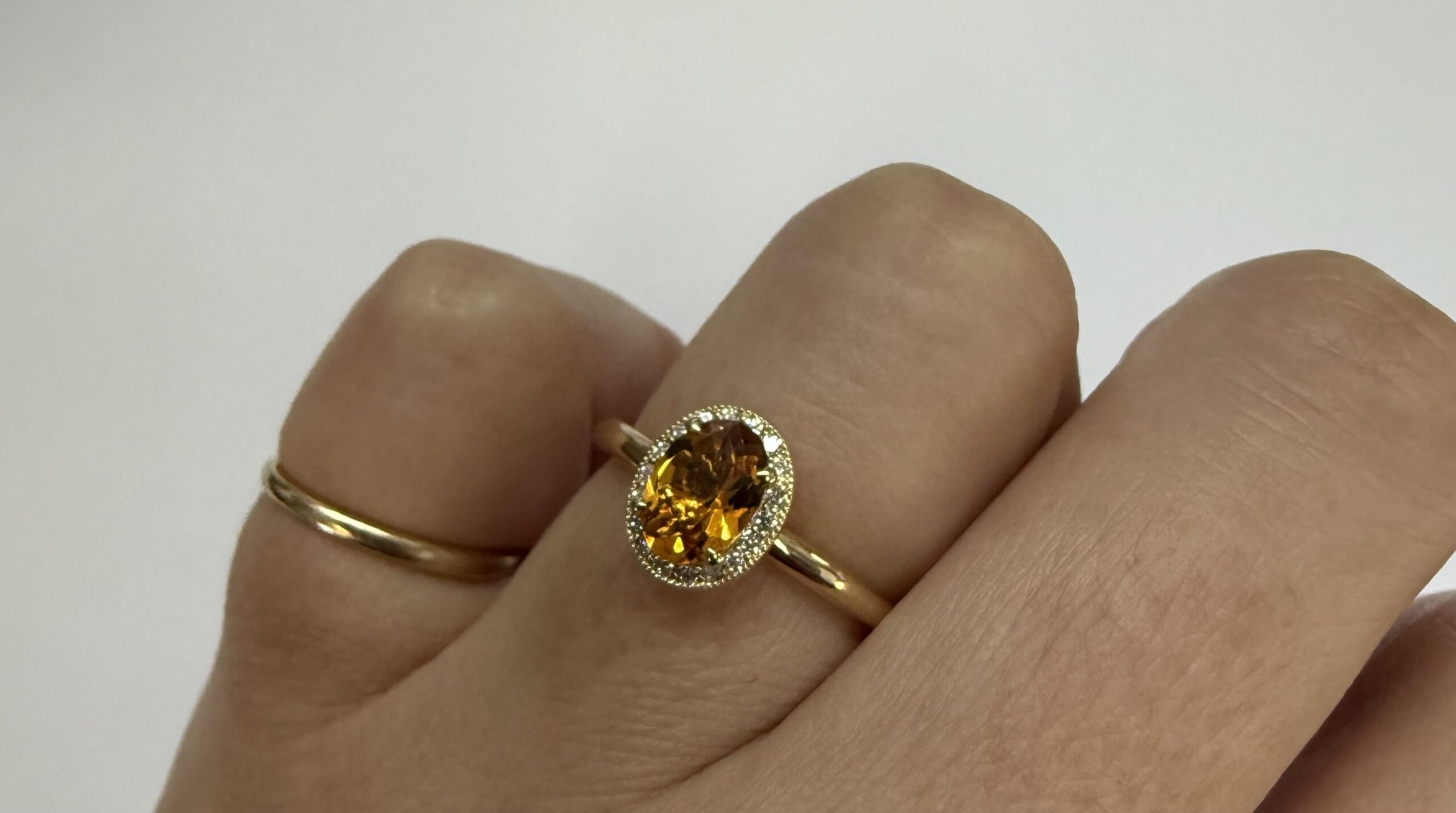 14k Yellow Gold Genuine .71 Cttw Citrine & Diamond Halo Ring - Image 19