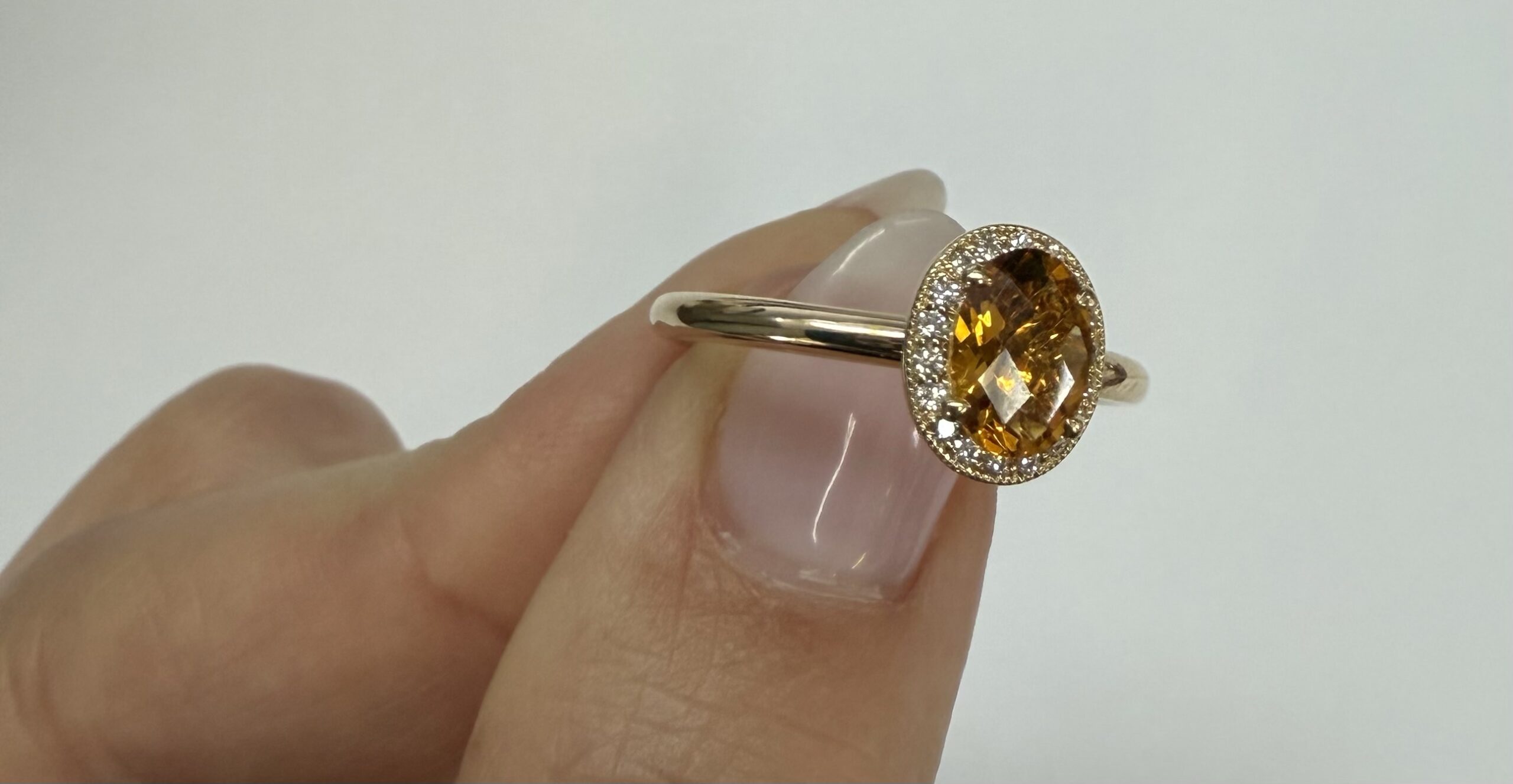 14k Yellow Gold Genuine .71 Cttw Citrine & Diamond Halo Ring - Image 23