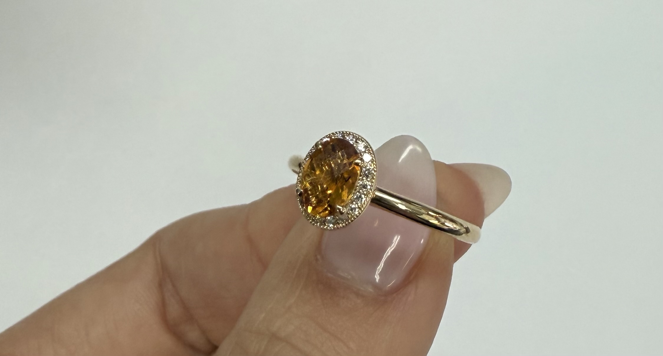 14k Yellow Gold Genuine .71 Cttw Citrine & Diamond Halo Ring - Image 25