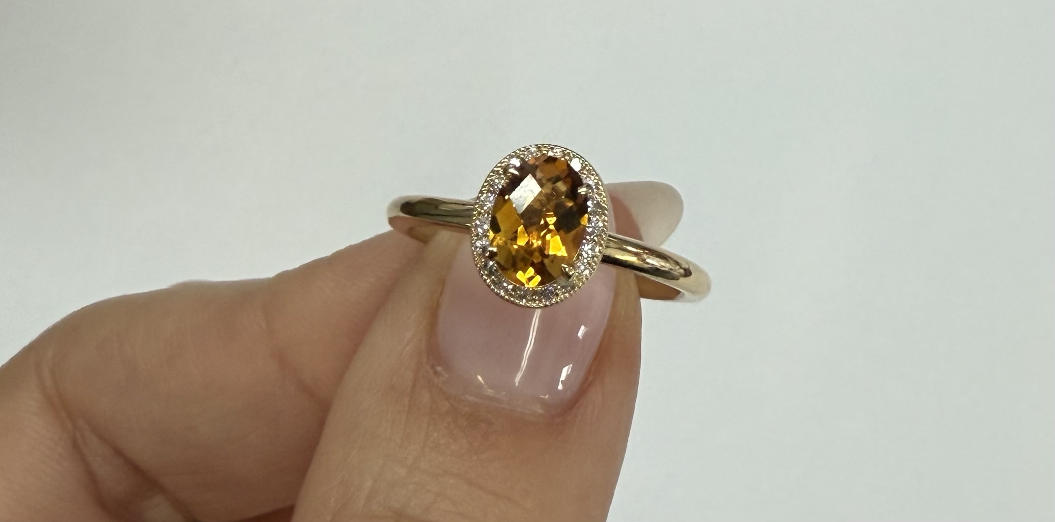 14k Yellow Gold Genuine .71 Cttw Citrine & Diamond Halo Ring - Image 27