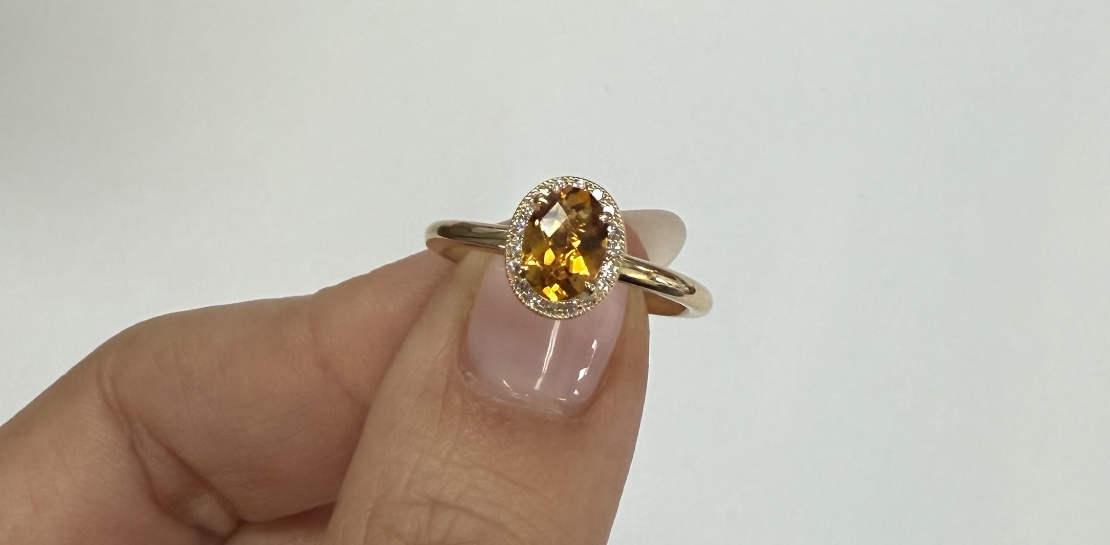 14k Yellow Gold Genuine .71 Cttw Citrine & Diamond Halo Ring - Image 28