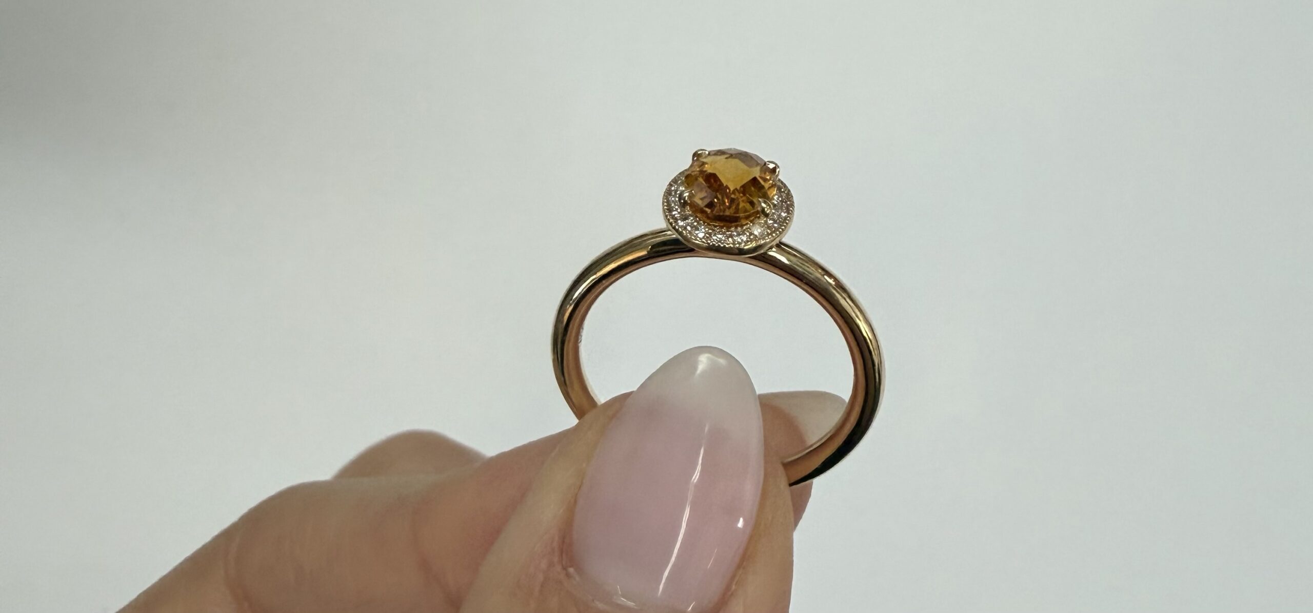 14k Yellow Gold Genuine .71 Cttw Citrine & Diamond Halo Ring - Image 30