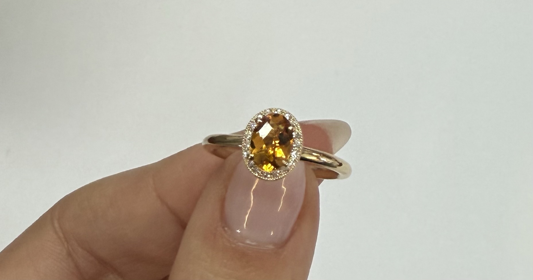 14k Yellow Gold Genuine .71 Cttw Citrine & Diamond Halo Ring - Image 31
