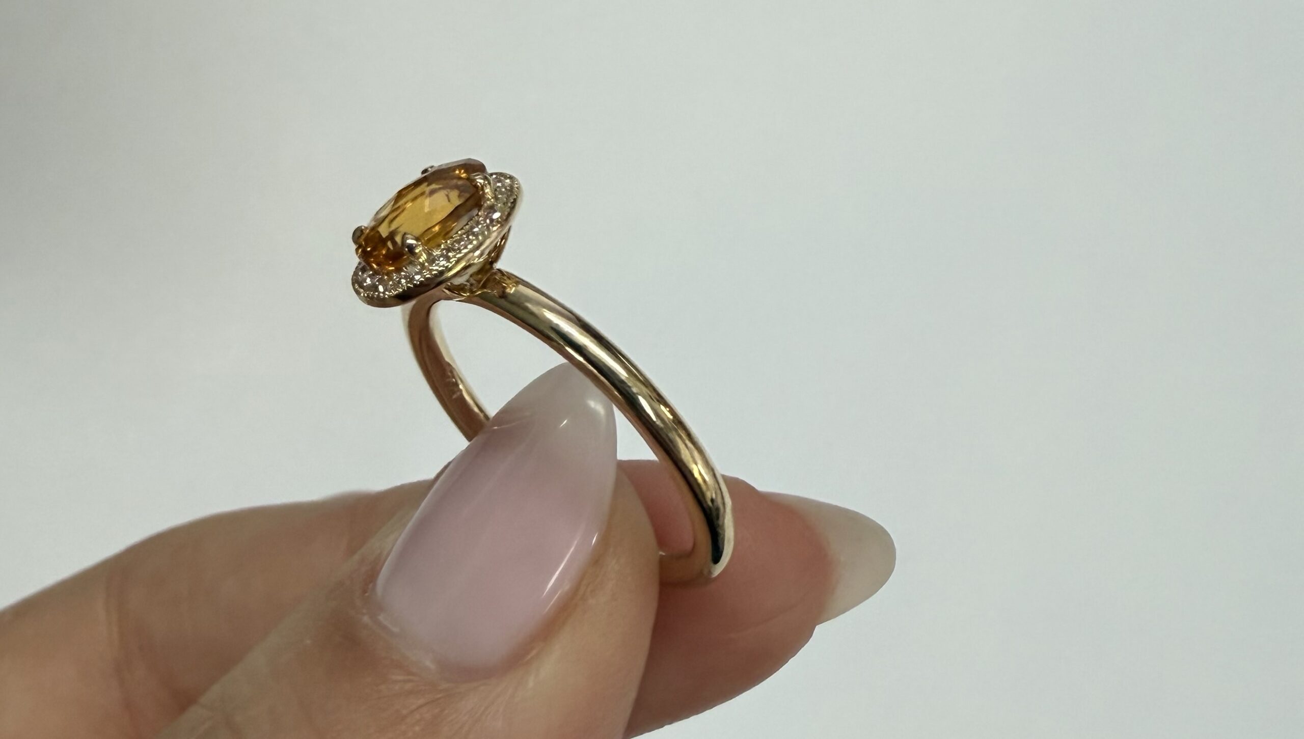 14k Yellow Gold Genuine .71 Cttw Citrine & Diamond Halo Ring - Image 32