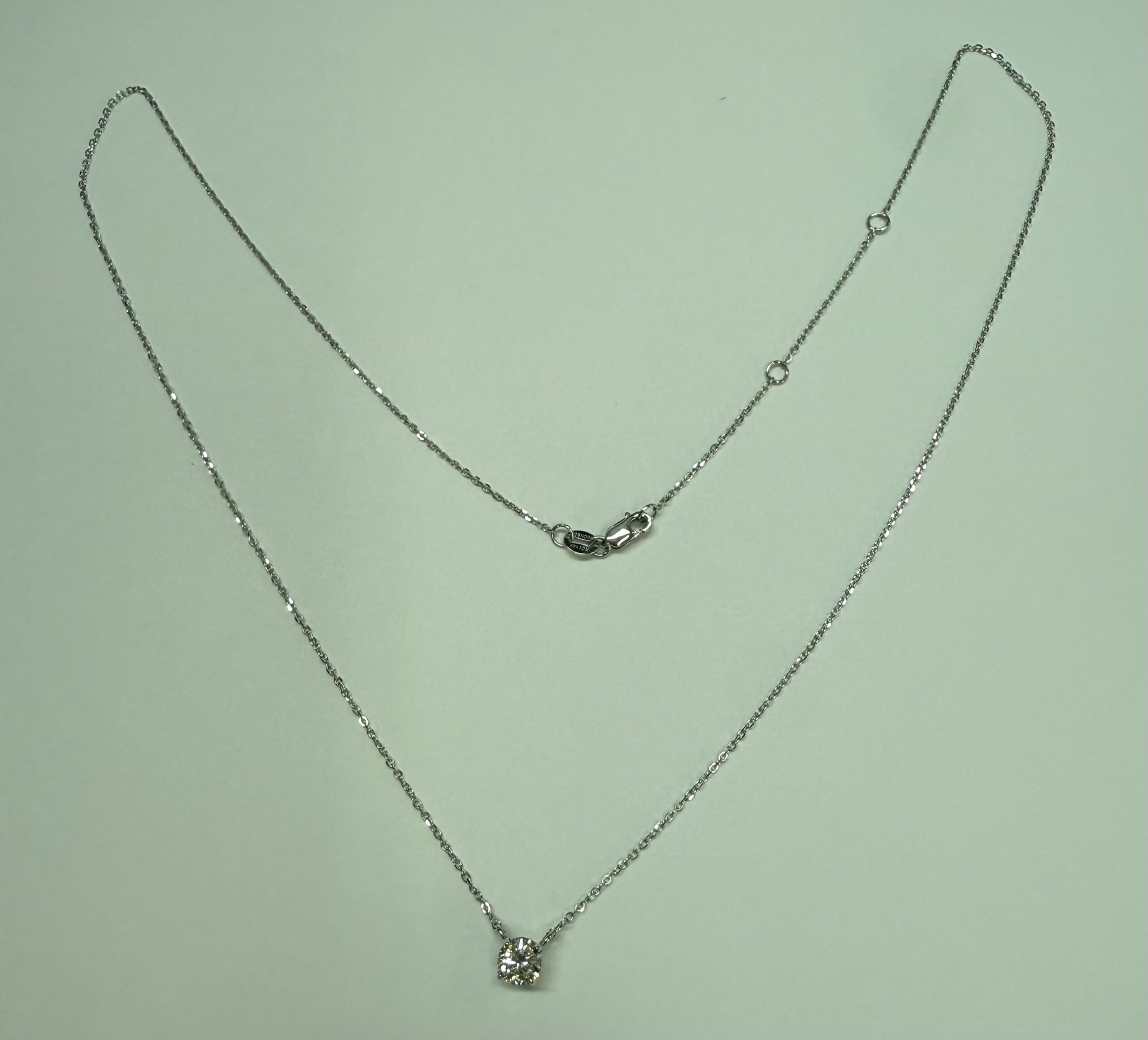 14k White Gold Genuine .42 Cttw Round Brilliant Cut Diamond Fixed Basket Pendant