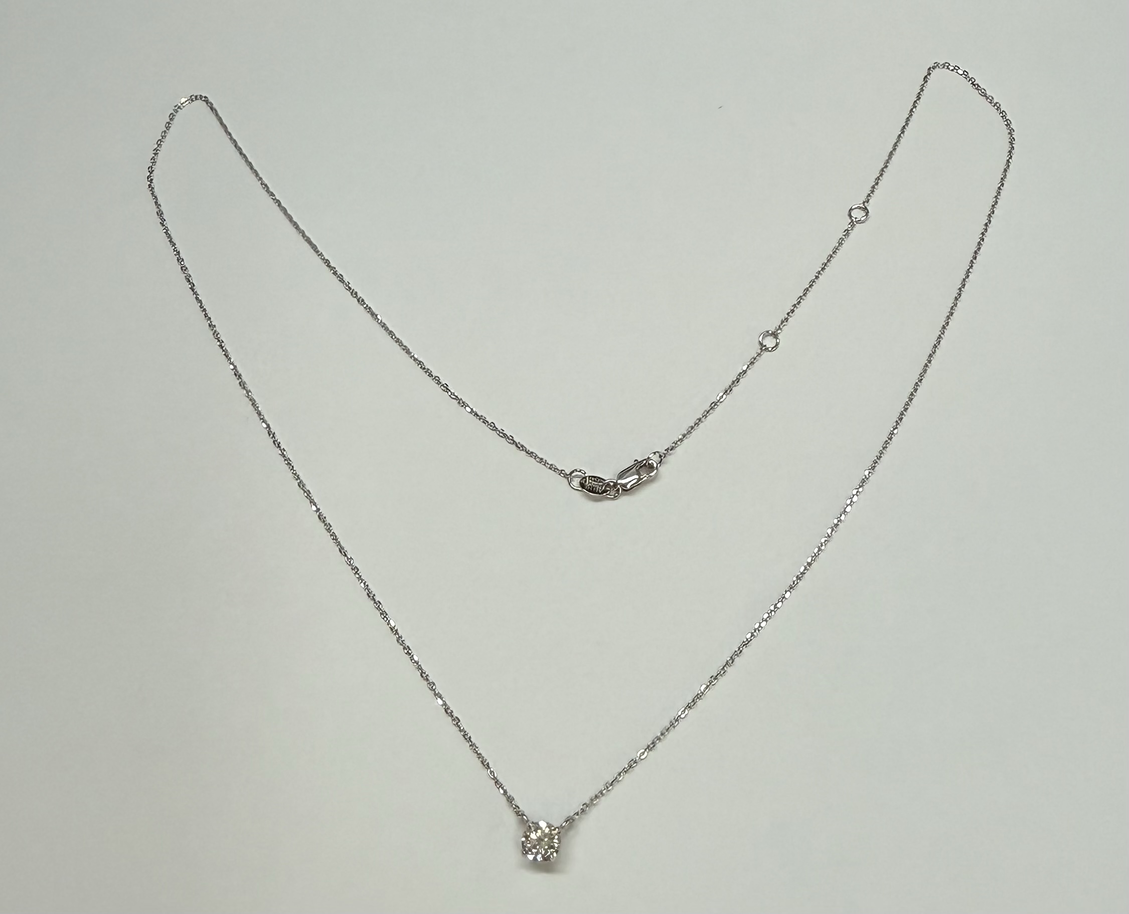 14k White Gold Genuine .42 Cttw Round Brilliant Cut Diamond Fixed Basket Pendant - Image 2