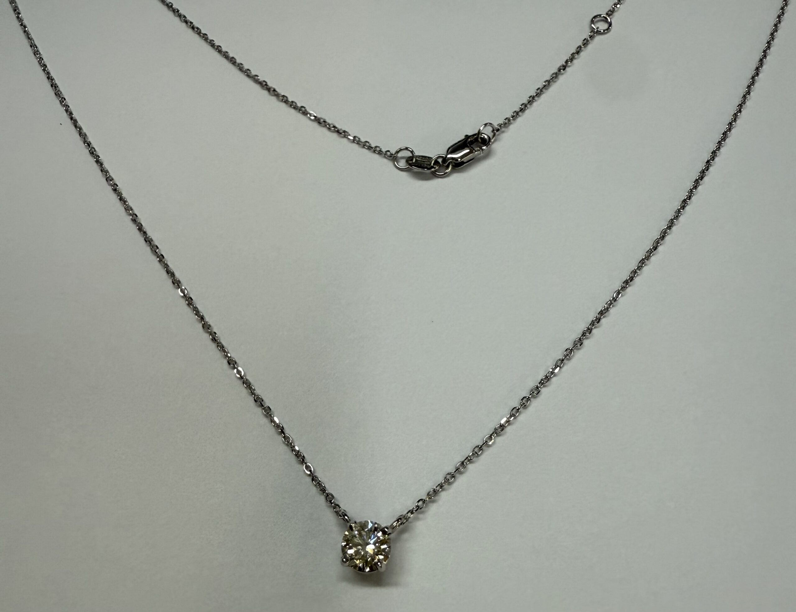 14k White Gold Genuine .42 Cttw Round Brilliant Cut Diamond Fixed Basket Pendant - Image 4