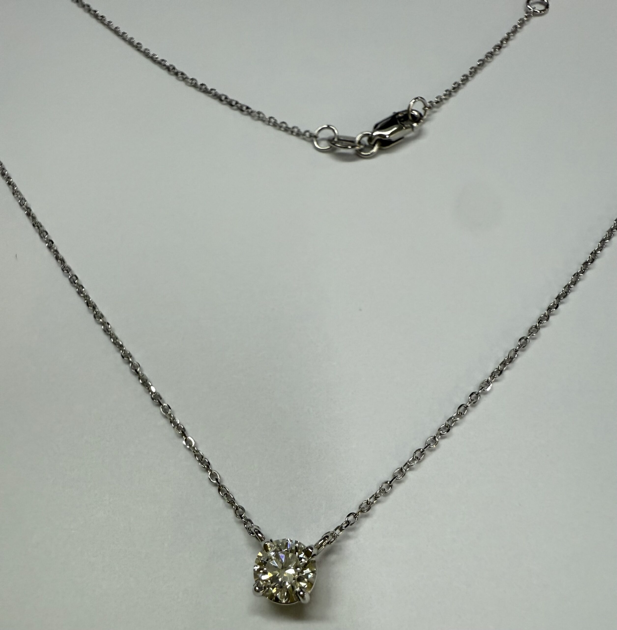 14k White Gold Genuine .42 Cttw Round Brilliant Cut Diamond Fixed Basket Pendant - Image 5