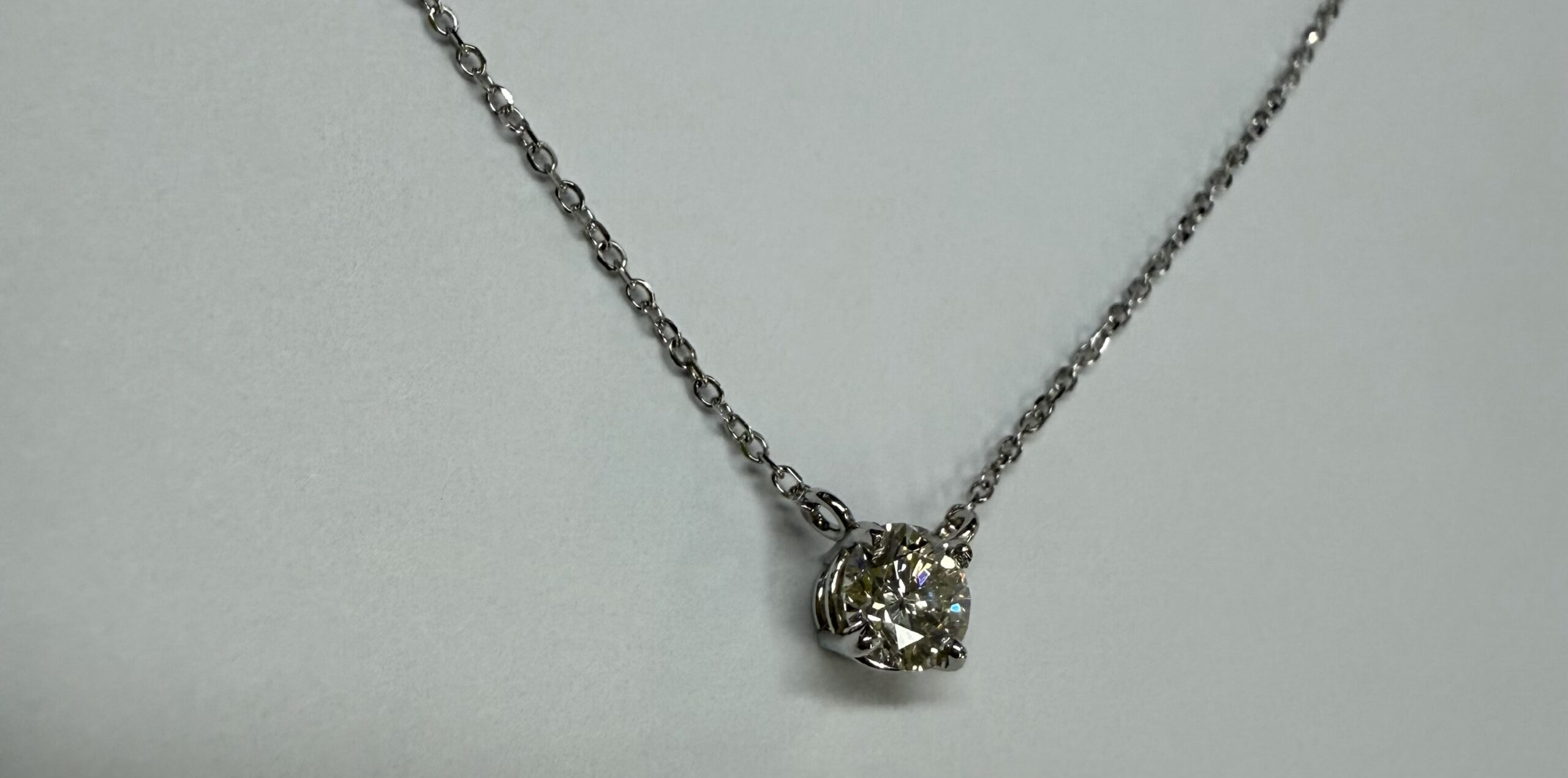 14k White Gold Genuine .42 Cttw Round Brilliant Cut Diamond Fixed Basket Pendant - Image 7