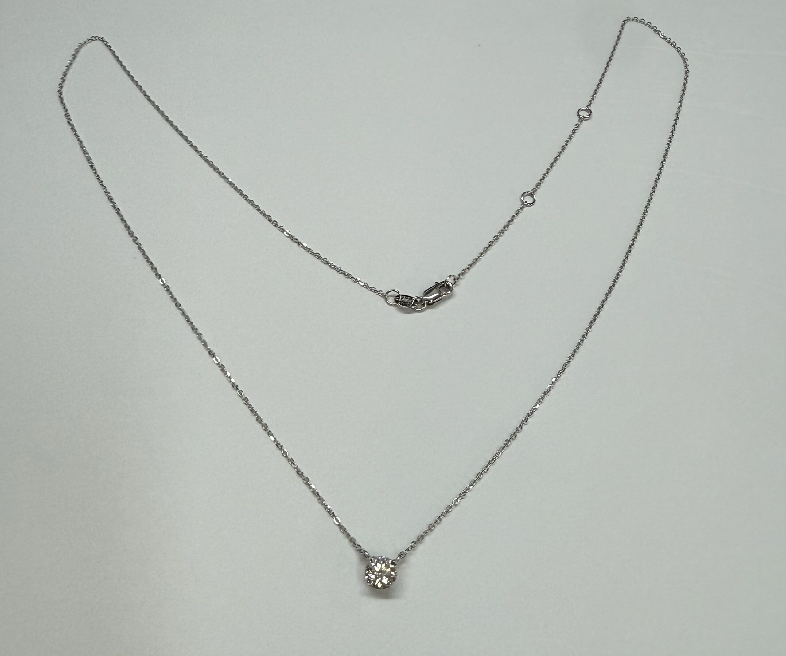 14k White Gold Genuine .42 Cttw Round Brilliant Cut Diamond Fixed Basket Pendant - Image 11