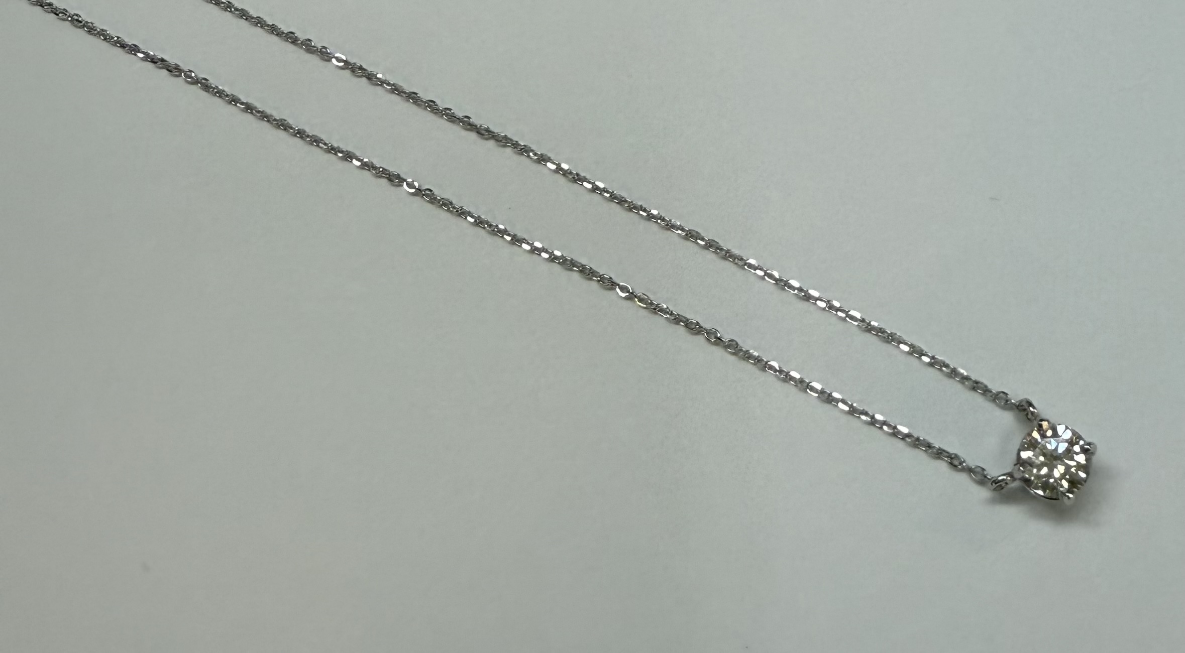 14k White Gold Genuine .42 Cttw Round Brilliant Cut Diamond Fixed Basket Pendant - Image 17