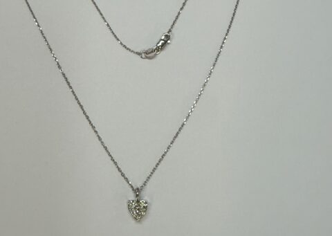 14k White Gold Genuine .22 Cttw Round Brilliant Cut Diamond Heart Shaped Cluster Pendant