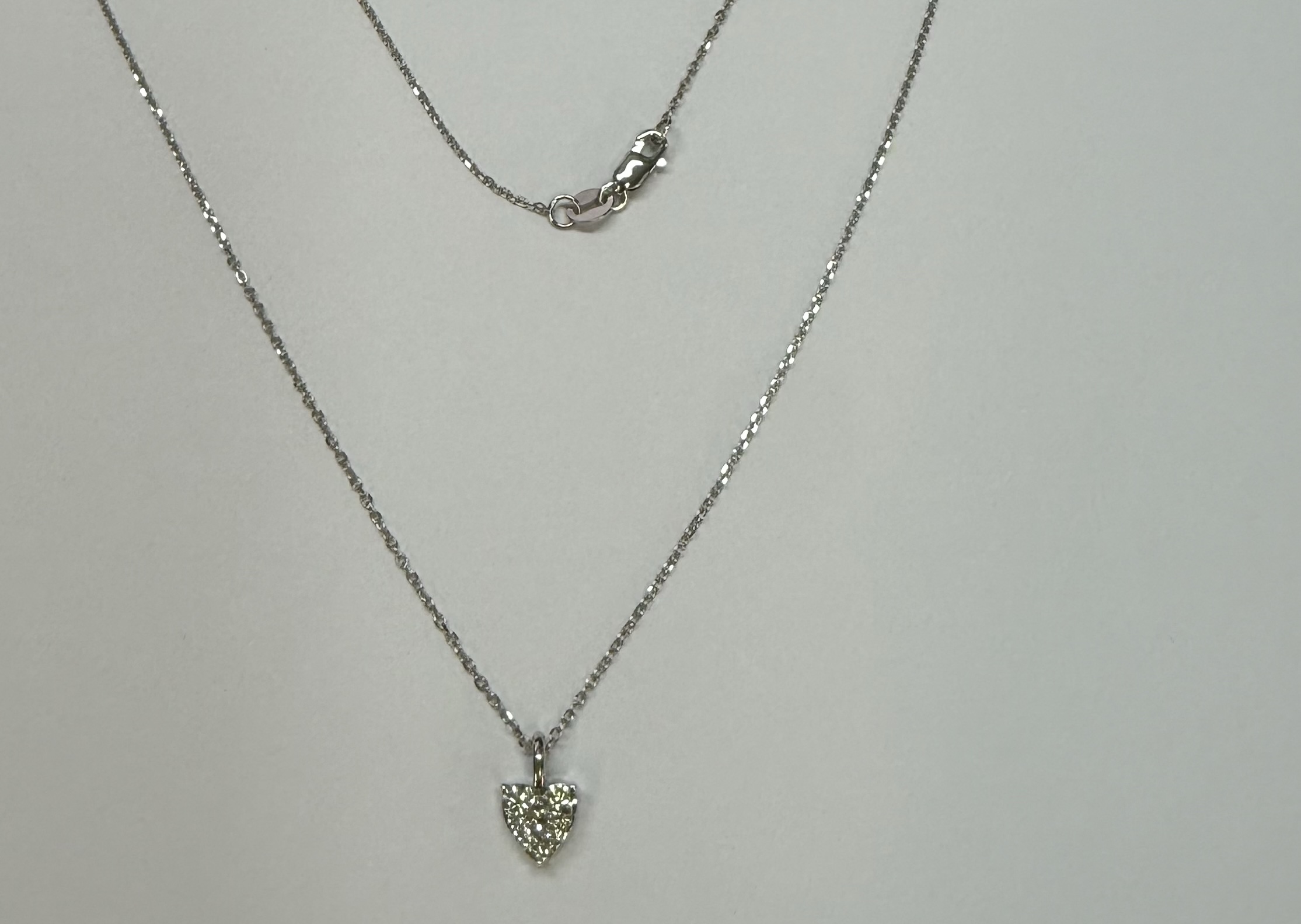 14k White Gold Genuine .22 Cttw Round Brilliant Cut Diamond Heart Shaped Cluster Pendant