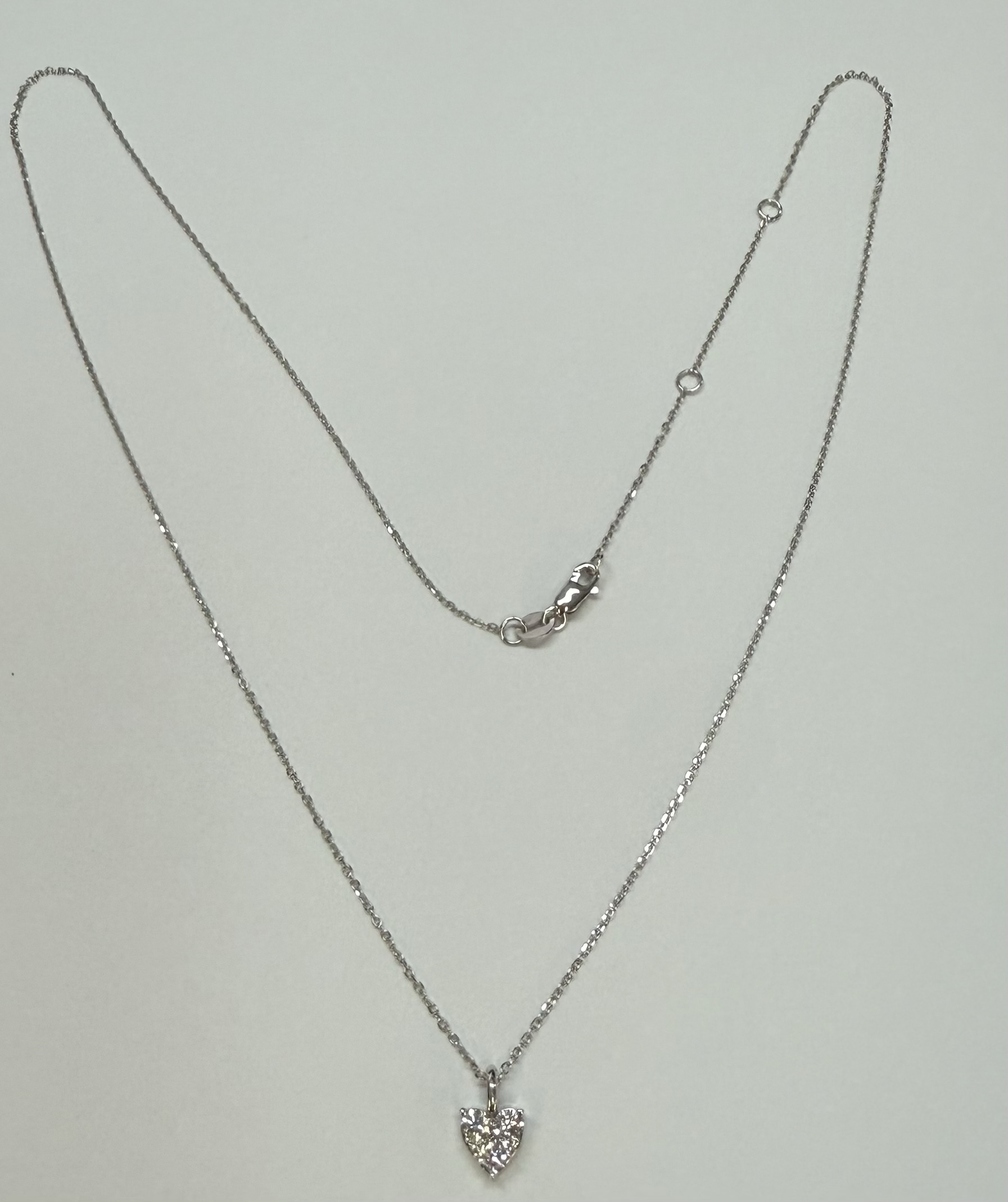 14k White Gold Genuine .22 Cttw Round Brilliant Cut Diamond Heart Shaped Cluster Pendant - Image 3