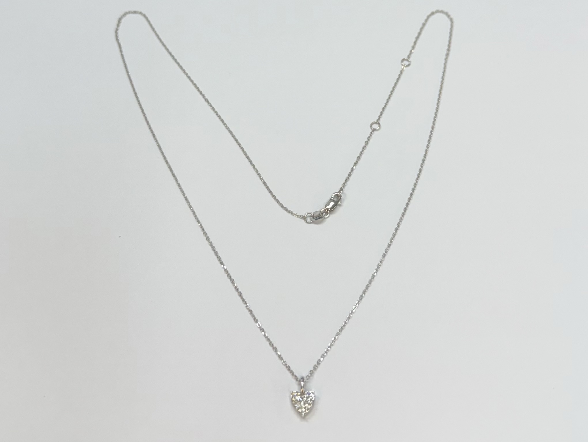 14k White Gold Genuine .22 Cttw Round Brilliant Cut Diamond Heart Shaped Cluster Pendant - Image 6