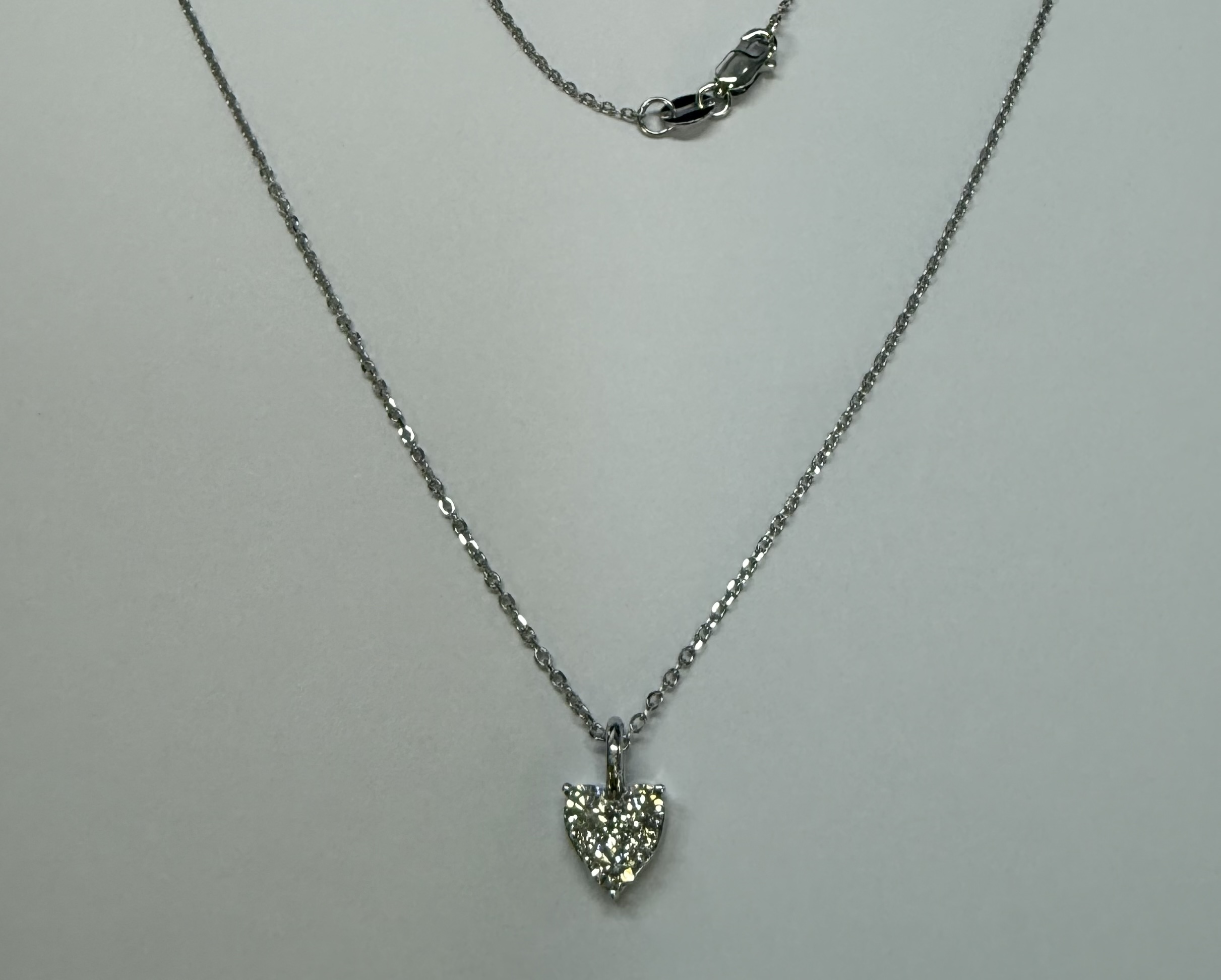 14k White Gold Genuine .22 Cttw Round Brilliant Cut Diamond Heart Shaped Cluster Pendant - Image 7