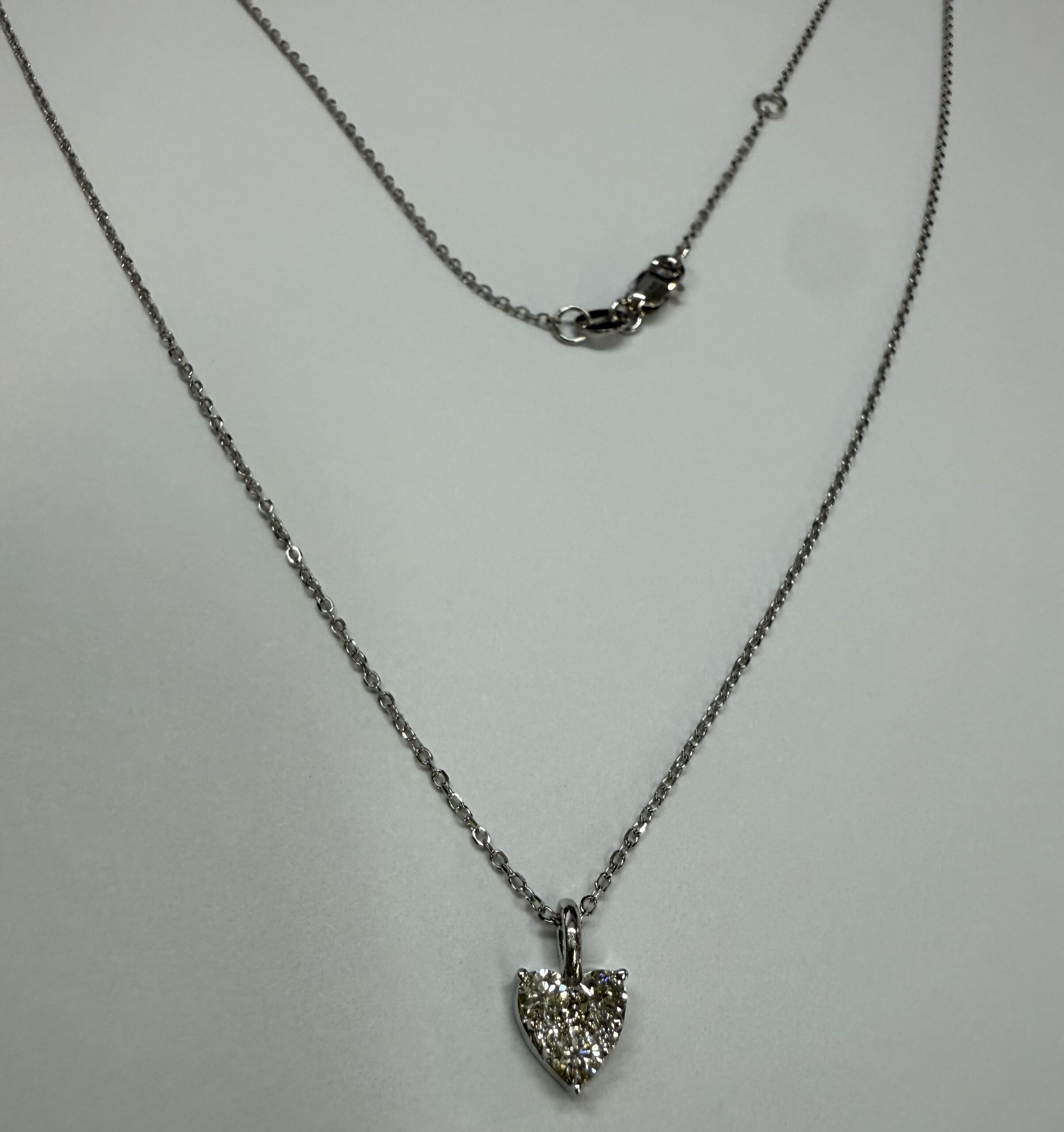 14k White Gold Genuine .22 Cttw Round Brilliant Cut Diamond Heart Shaped Cluster Pendant - Image 8