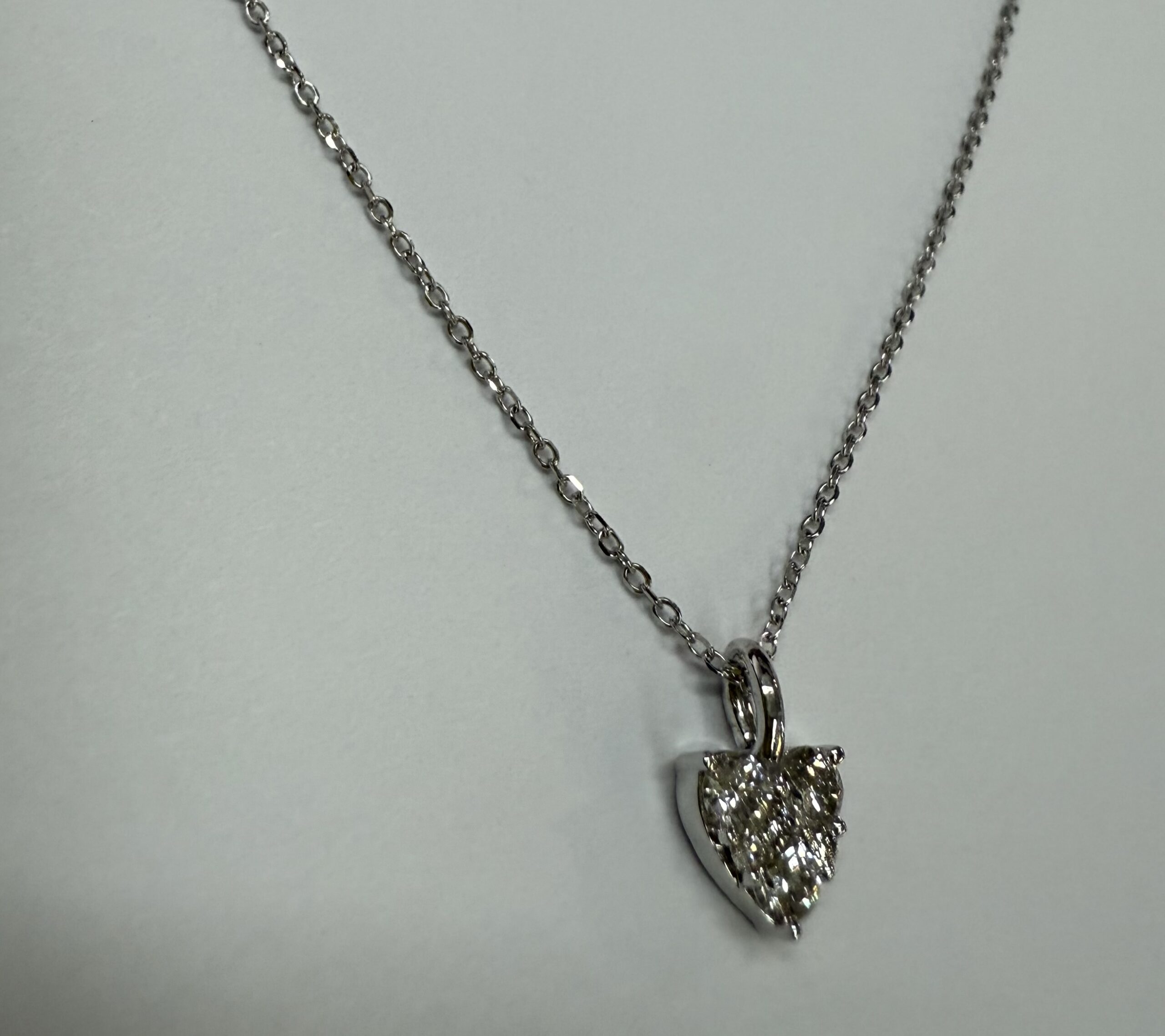 14k White Gold Genuine .22 Cttw Round Brilliant Cut Diamond Heart Shaped Cluster Pendant - Image 9