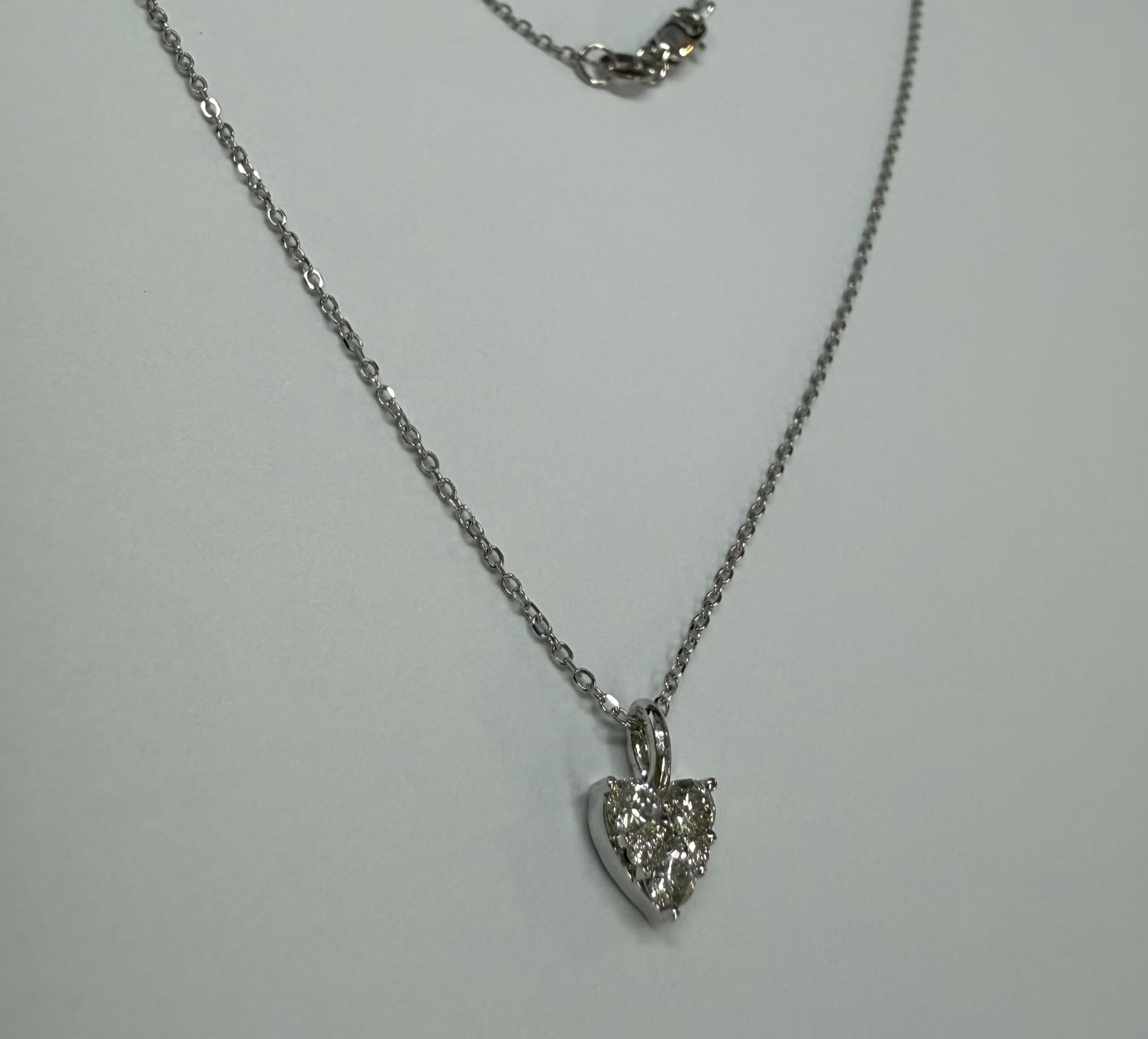 14k White Gold Genuine .22 Cttw Round Brilliant Cut Diamond Heart Shaped Cluster Pendant - Image 11