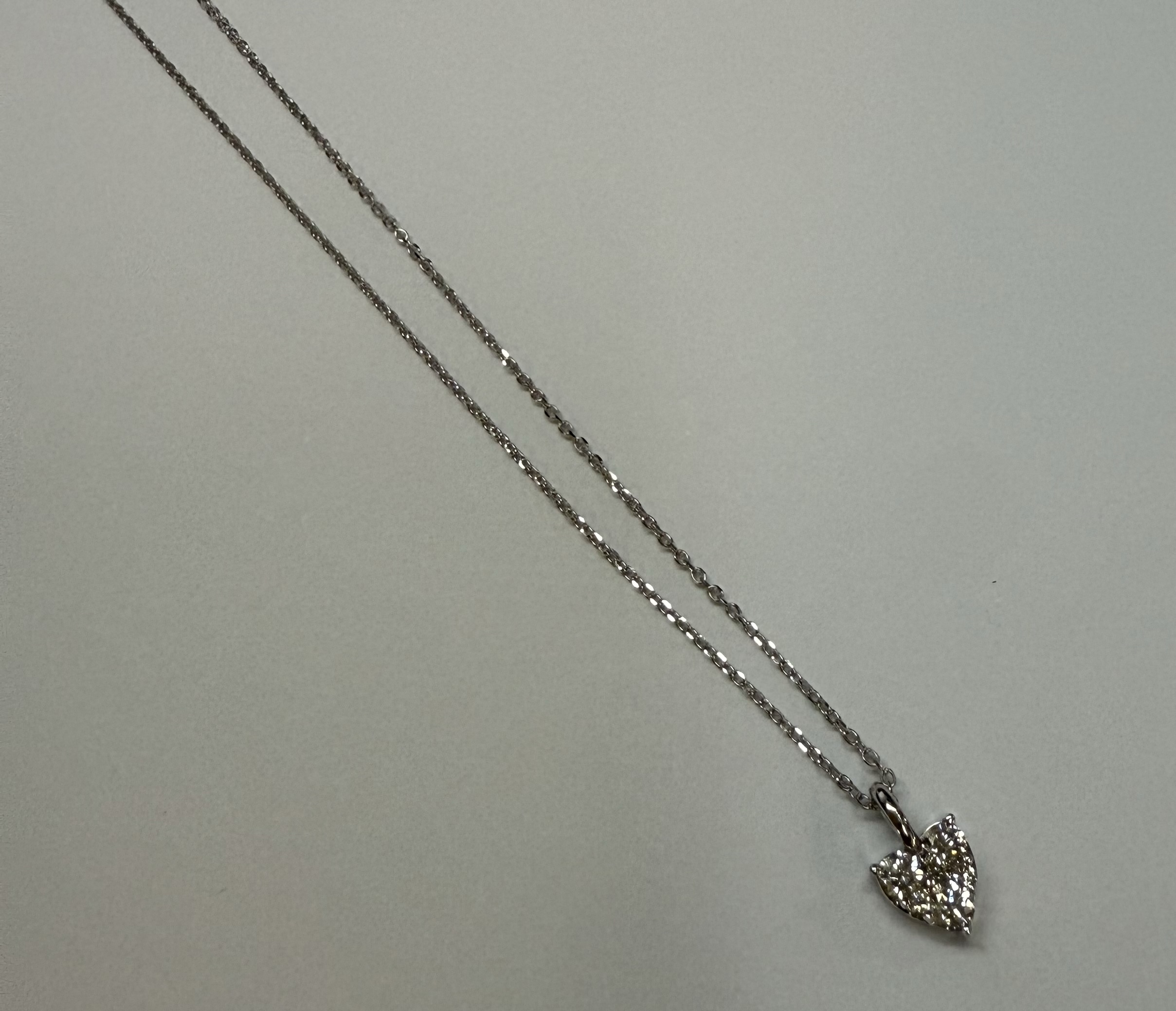 14k White Gold Genuine .22 Cttw Round Brilliant Cut Diamond Heart Shaped Cluster Pendant - Image 20