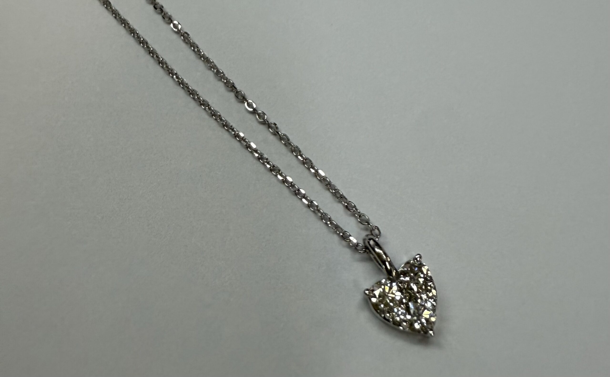 14k White Gold Genuine .22 Cttw Round Brilliant Cut Diamond Heart Shaped Cluster Pendant - Image 17