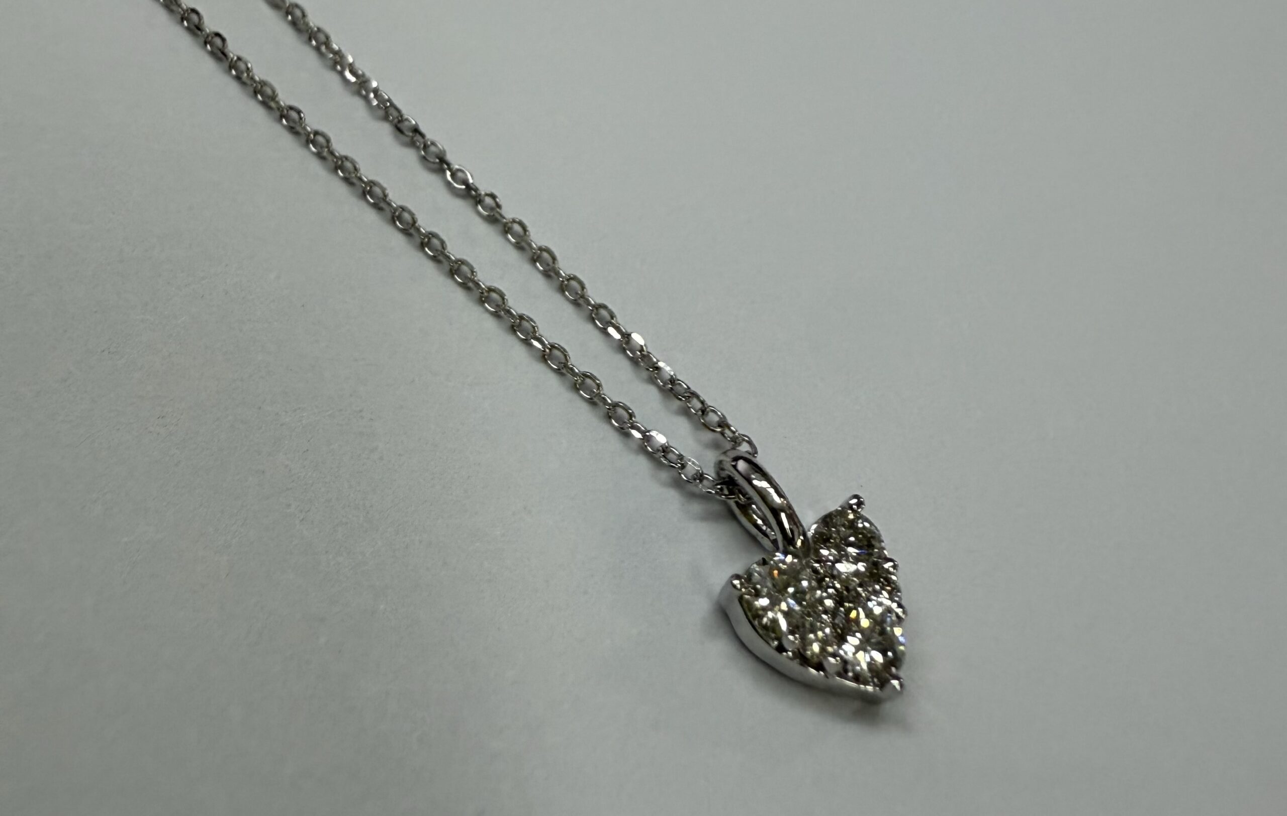 14k White Gold Genuine .22 Cttw Round Brilliant Cut Diamond Heart Shaped Cluster Pendant - Image 21