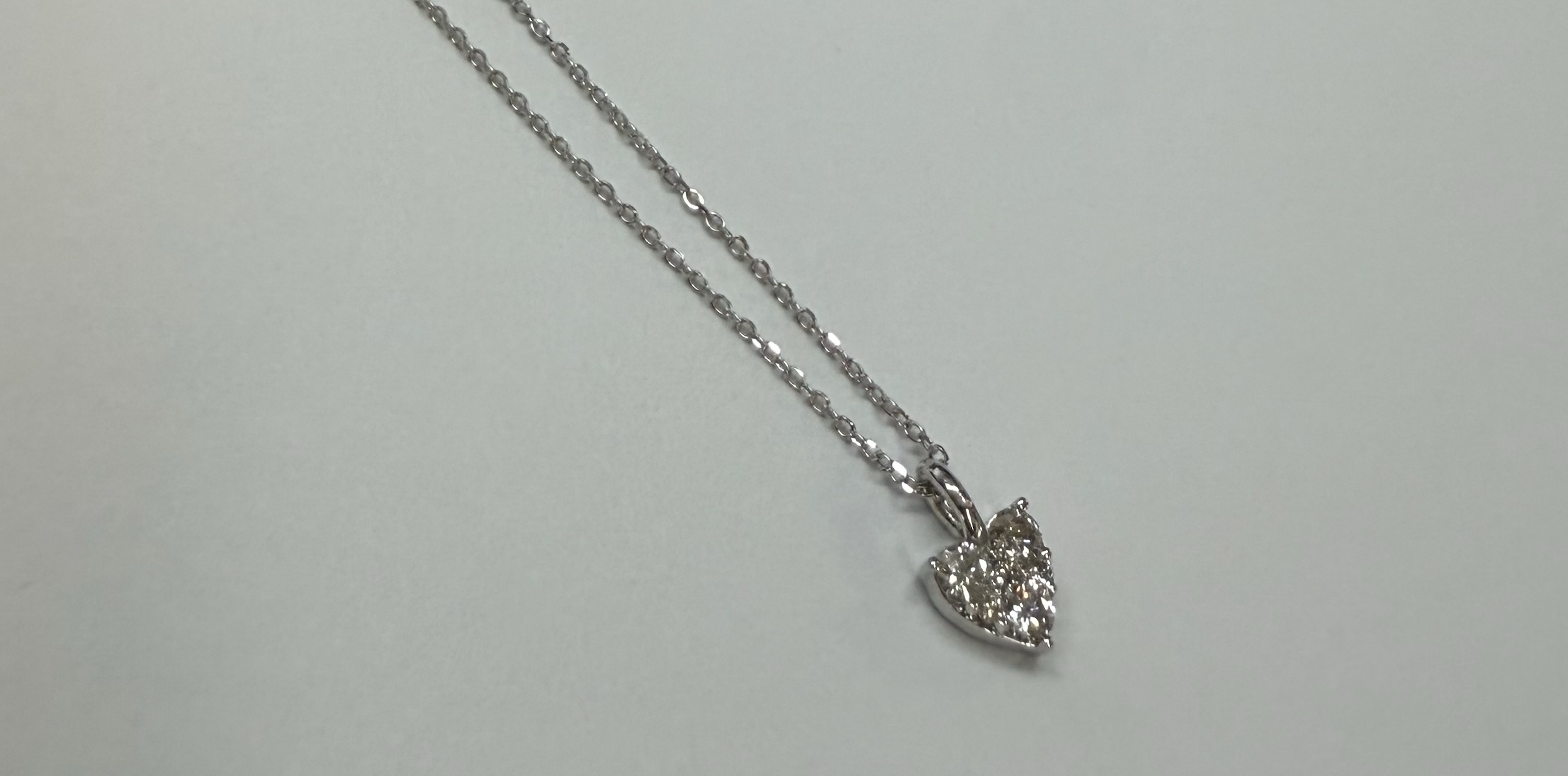 14k White Gold Genuine .22 Cttw Round Brilliant Cut Diamond Heart Shaped Cluster Pendant - Image 23
