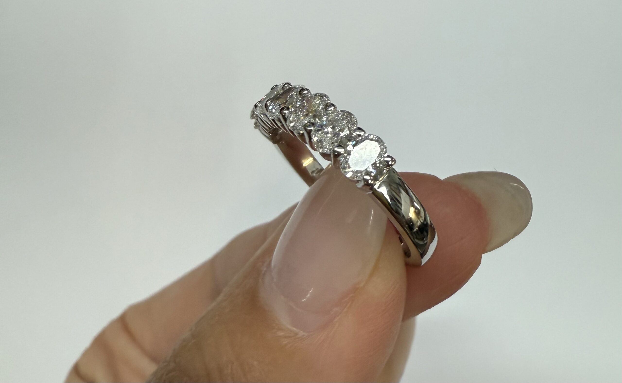 14k White Gold 7 Stone Shared Prong 1.05 Cttw Genuine Laboratory Grown Oval Brilliant Cut Diamond Band - Image 27