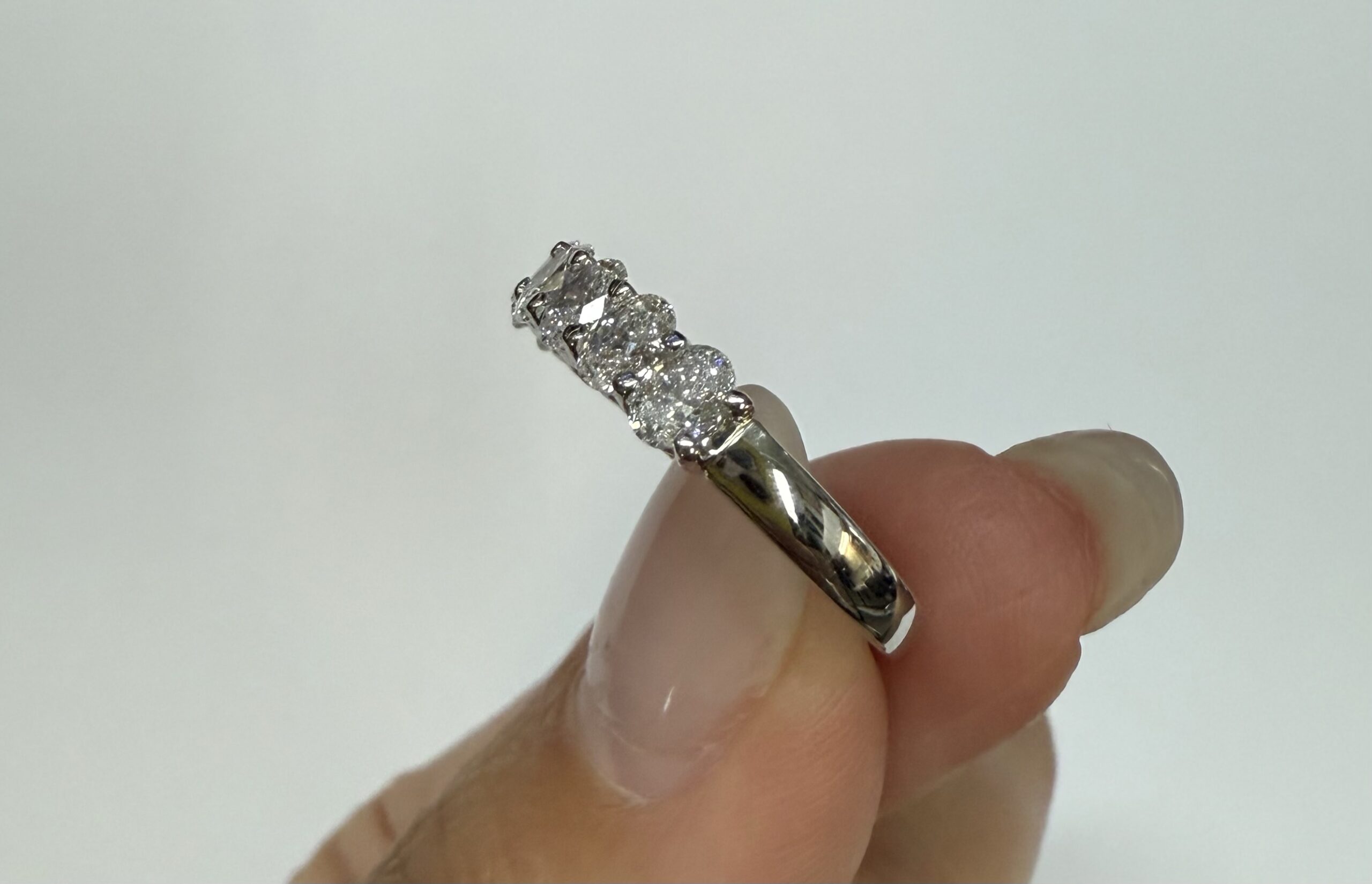 14k White Gold 7 Stone Shared Prong 1.05 Cttw Genuine Laboratory Grown Oval Brilliant Cut Diamond Band - Image 28