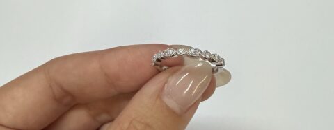 14k White Gold Genuine .13 Cttw Round Brilliant Cut Diamond Band