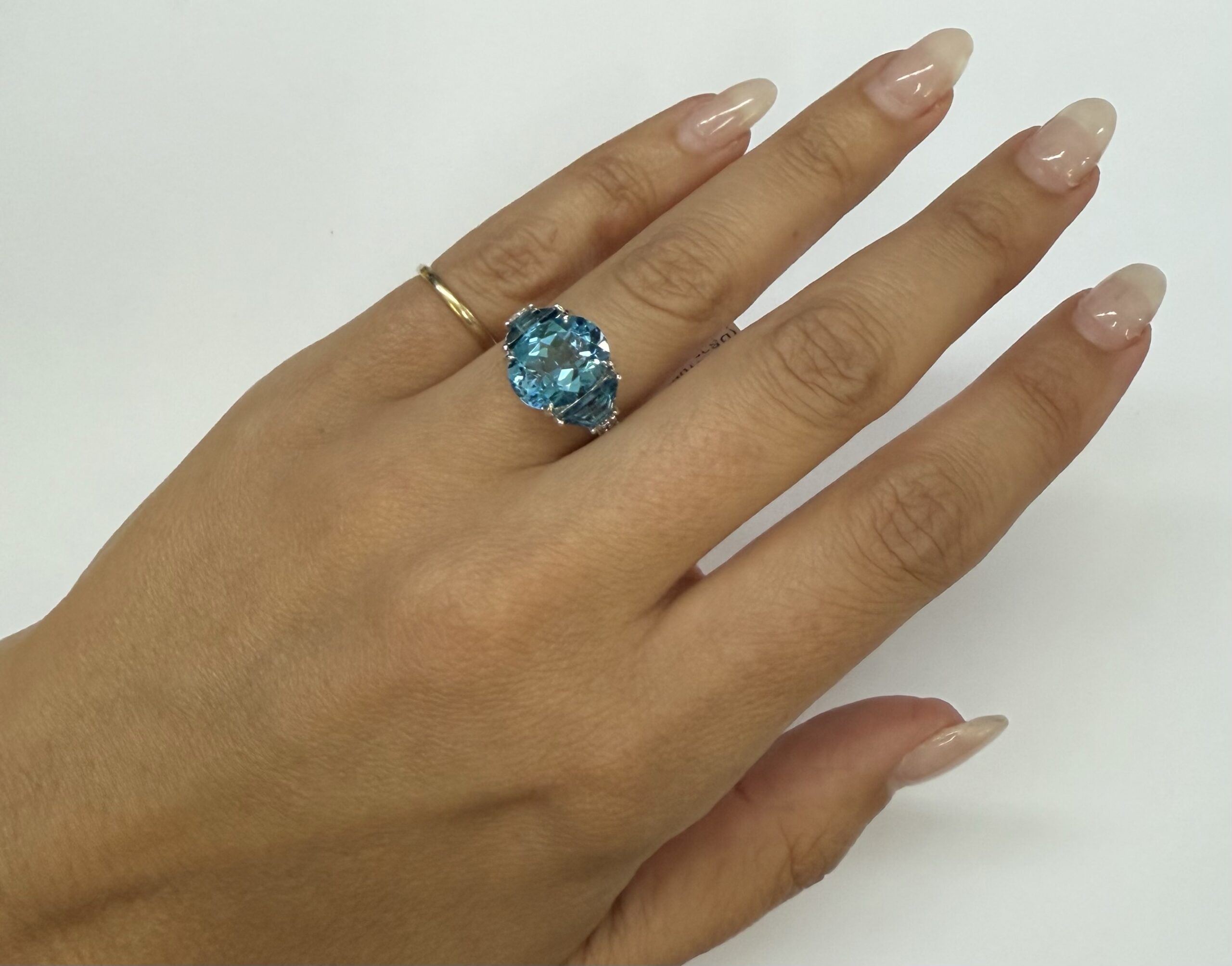 14k White Gold Genuine 4.95 Cttw Blue Topaz & 1.47 Cttw Genuine London Blue Topaz Ring - Image 15