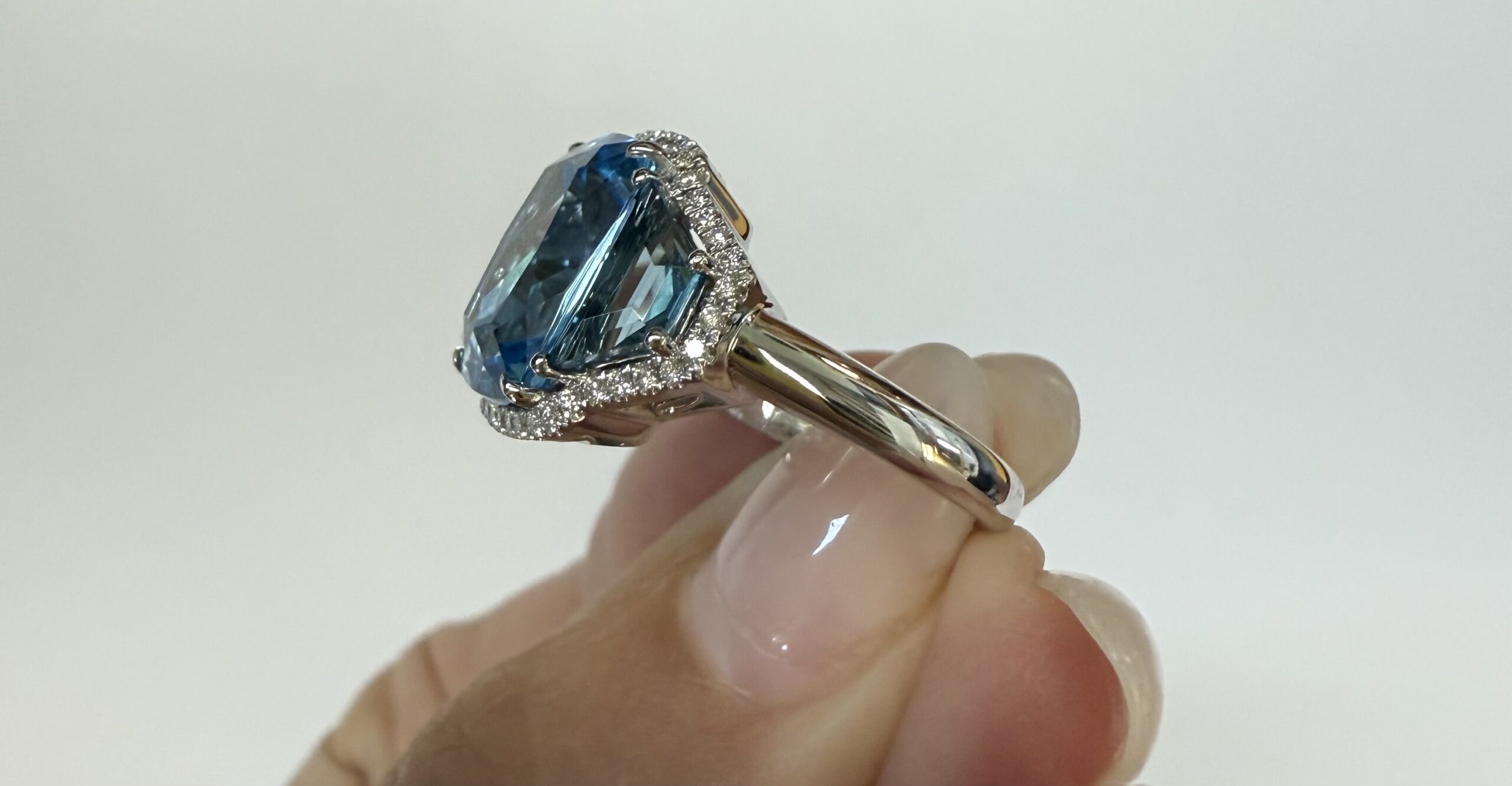 14k White Gold Genuine 6.06 Blue Topaz & 1.47 Cttw Genuine London Blue Topaz Ring - Image 4