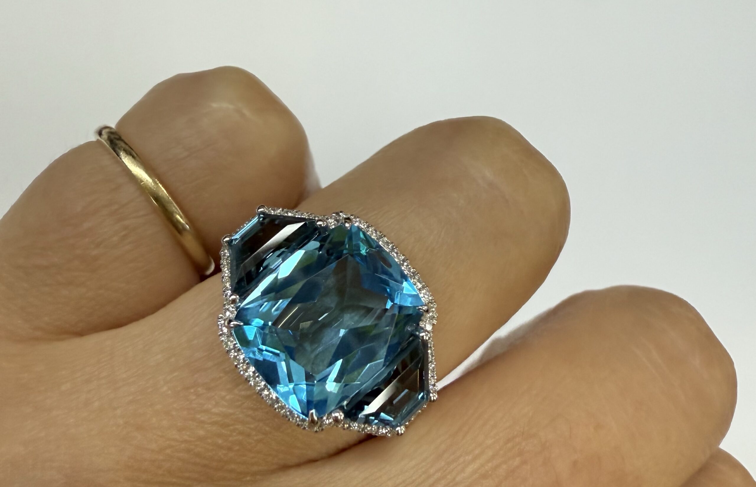 14k White Gold Genuine 6.06 Blue Topaz & 1.47 Cttw Genuine London Blue Topaz Ring - Image 13