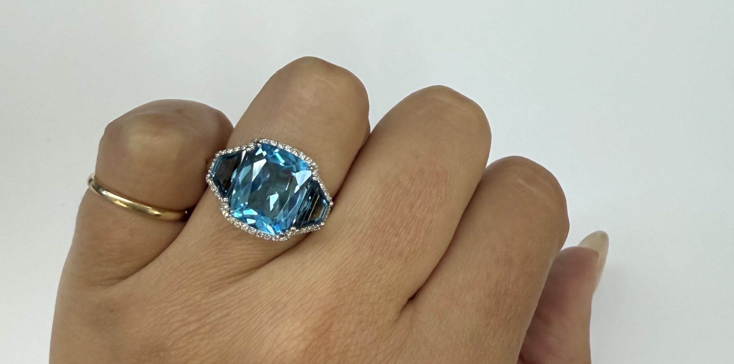 14k White Gold Genuine 6.06 Blue Topaz & 1.47 Cttw Genuine London Blue Topaz Ring - Image 21