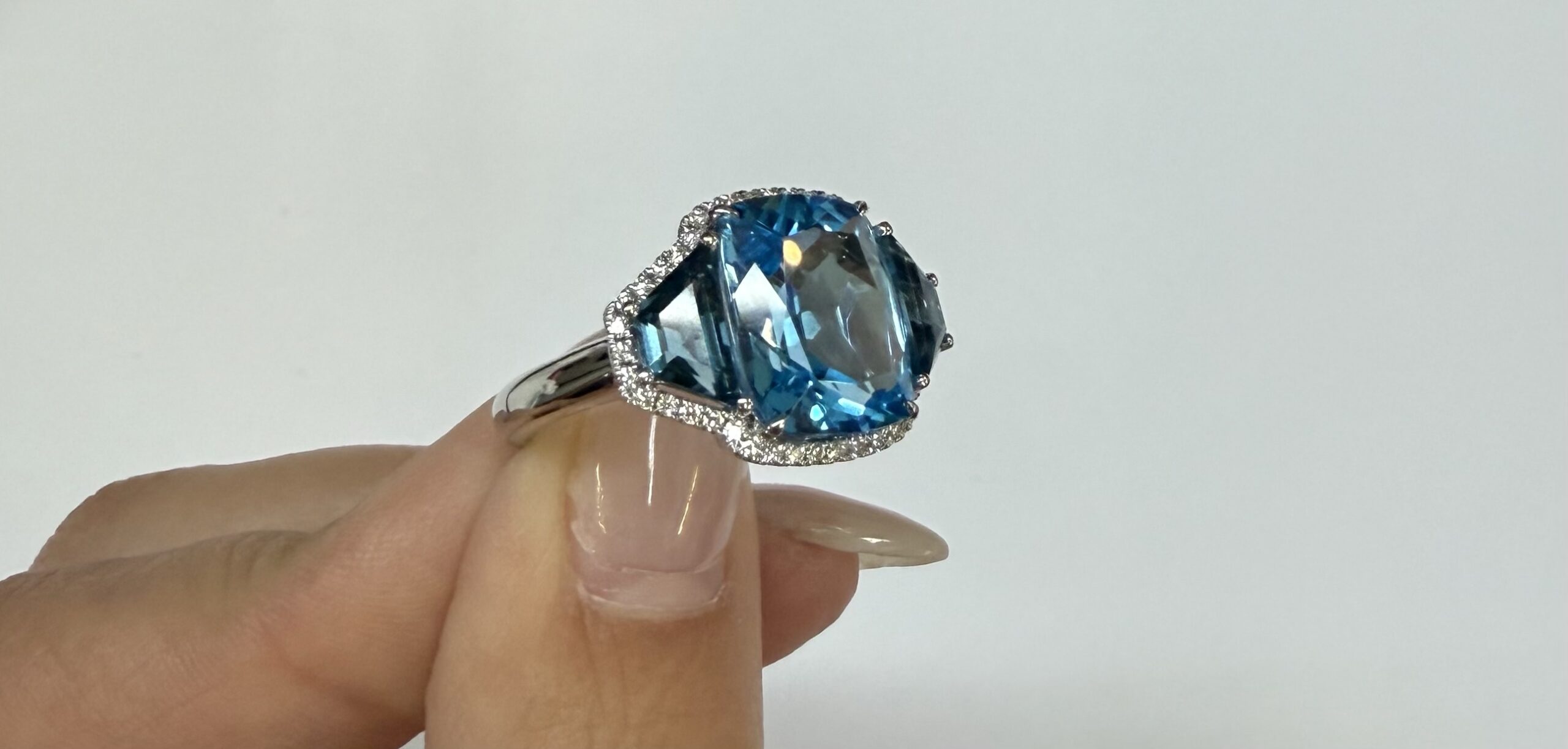 14k White Gold Genuine 6.06 Blue Topaz & 1.47 Cttw Genuine London Blue Topaz Ring - Image 24
