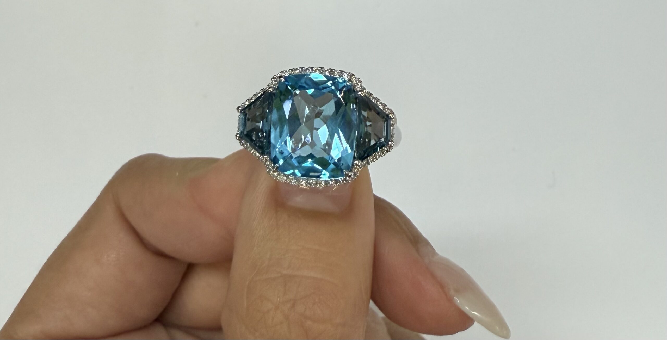 14k White Gold Genuine 6.06 Blue Topaz & 1.47 Cttw Genuine London Blue Topaz Ring - Image 31